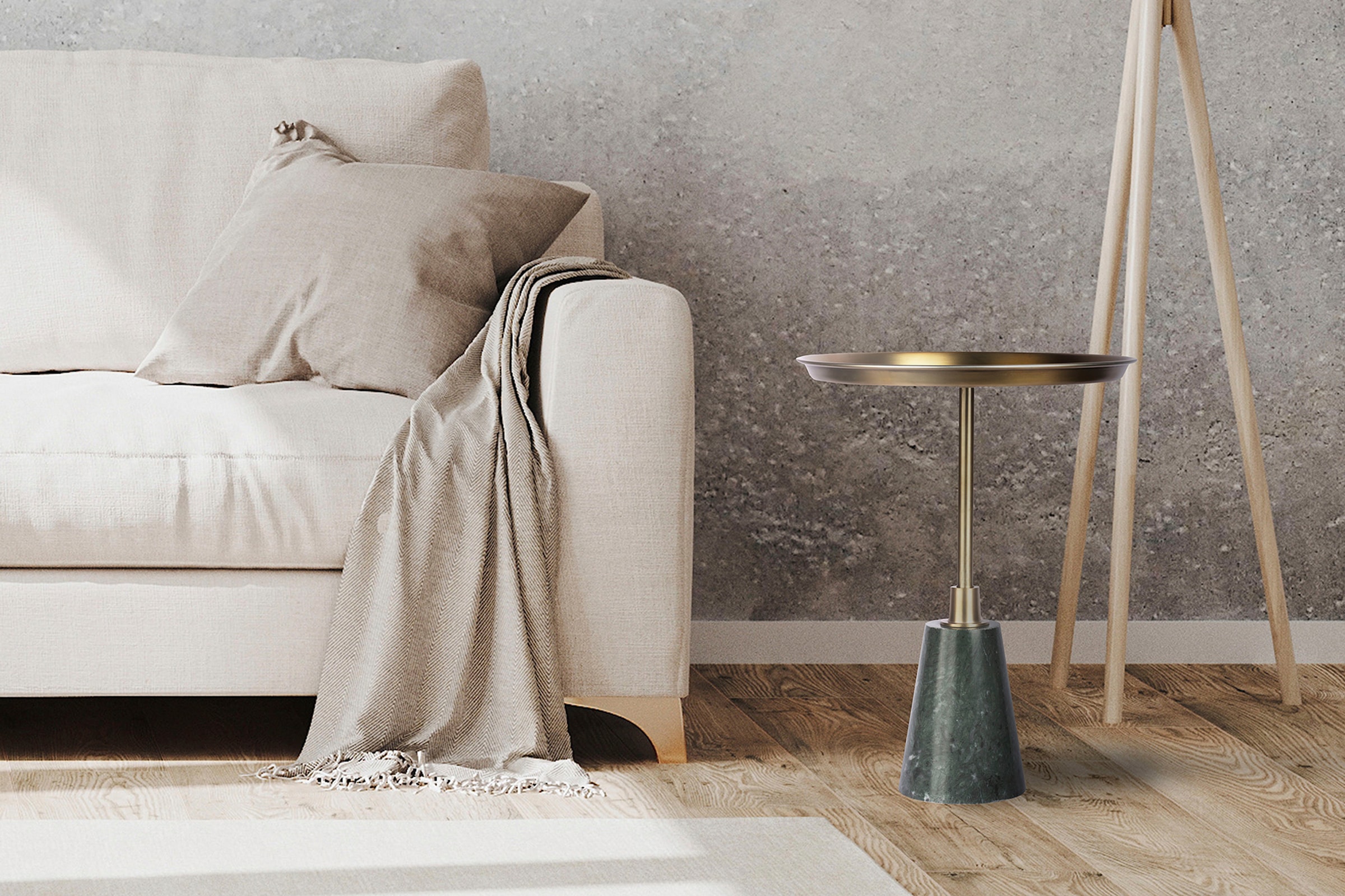 Kayoom Beistelltisch »Grant 125, aus Handmanufaktur« 1 Stk. tlg. Runder Tisch, Ablagefläche aus Metall, Sockel aus Marmor