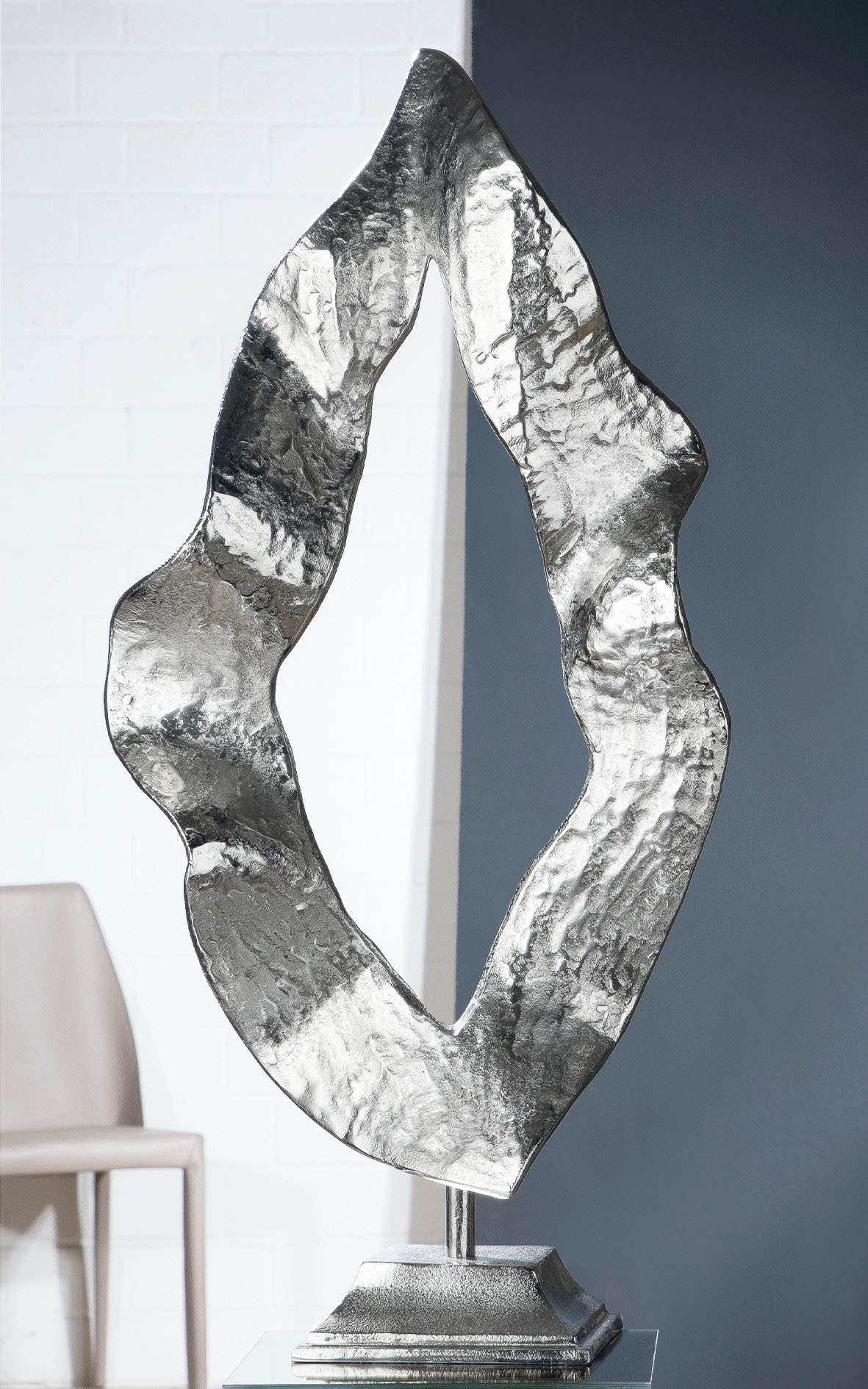 GILDE Dekoobjekt »Skulptur Flamme, silber«, Metall, 81 cm, bestellen Raten Wohnzimmer aus auf Höhe