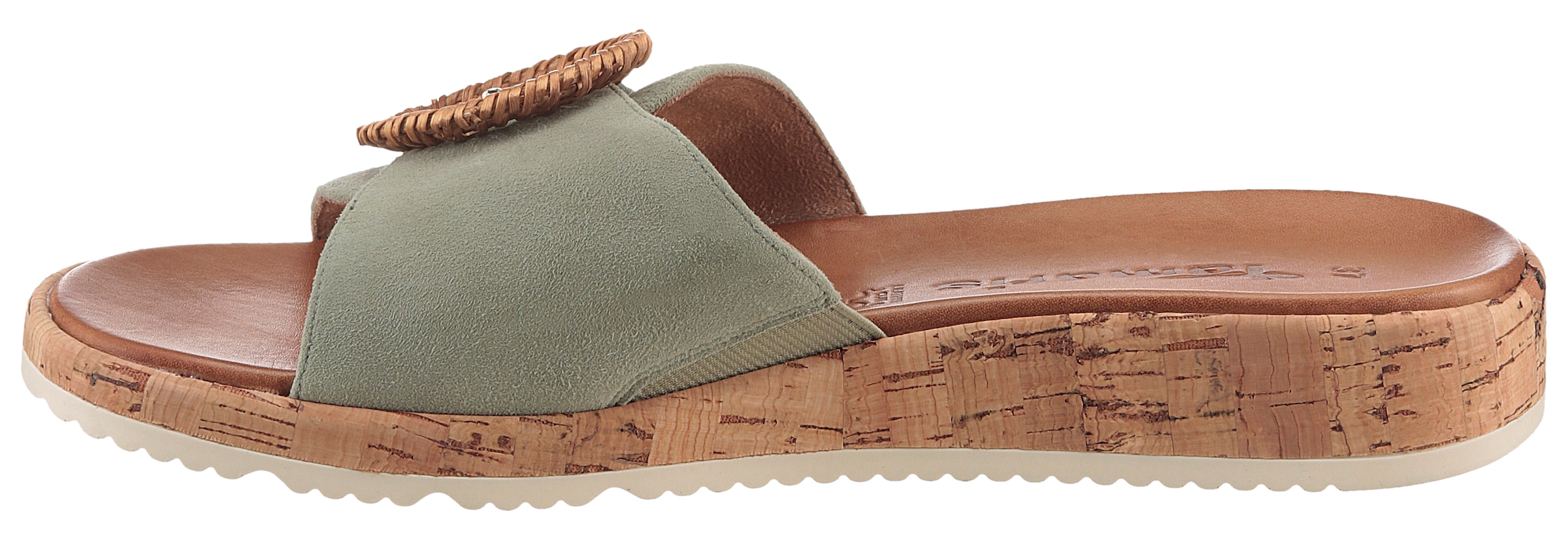 Tamaris Pantolette  , Keilabsatz, Sommerschuh, Schlupfschuh mit hübscher Zierschnalle