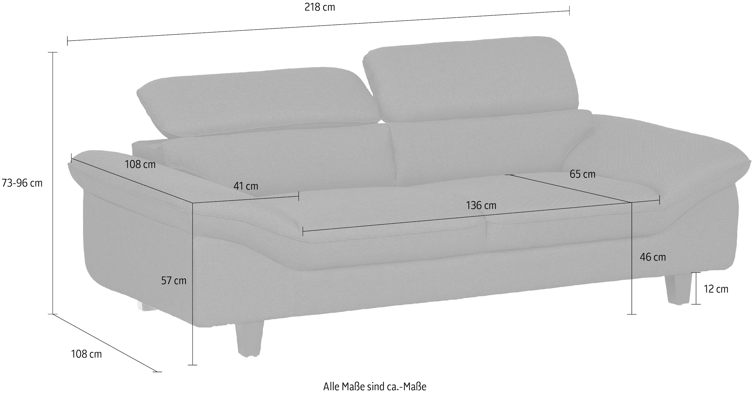 Home affaire 3-Sitzer »Pilot«, Big-Sofa mit Kopfteilverstellung