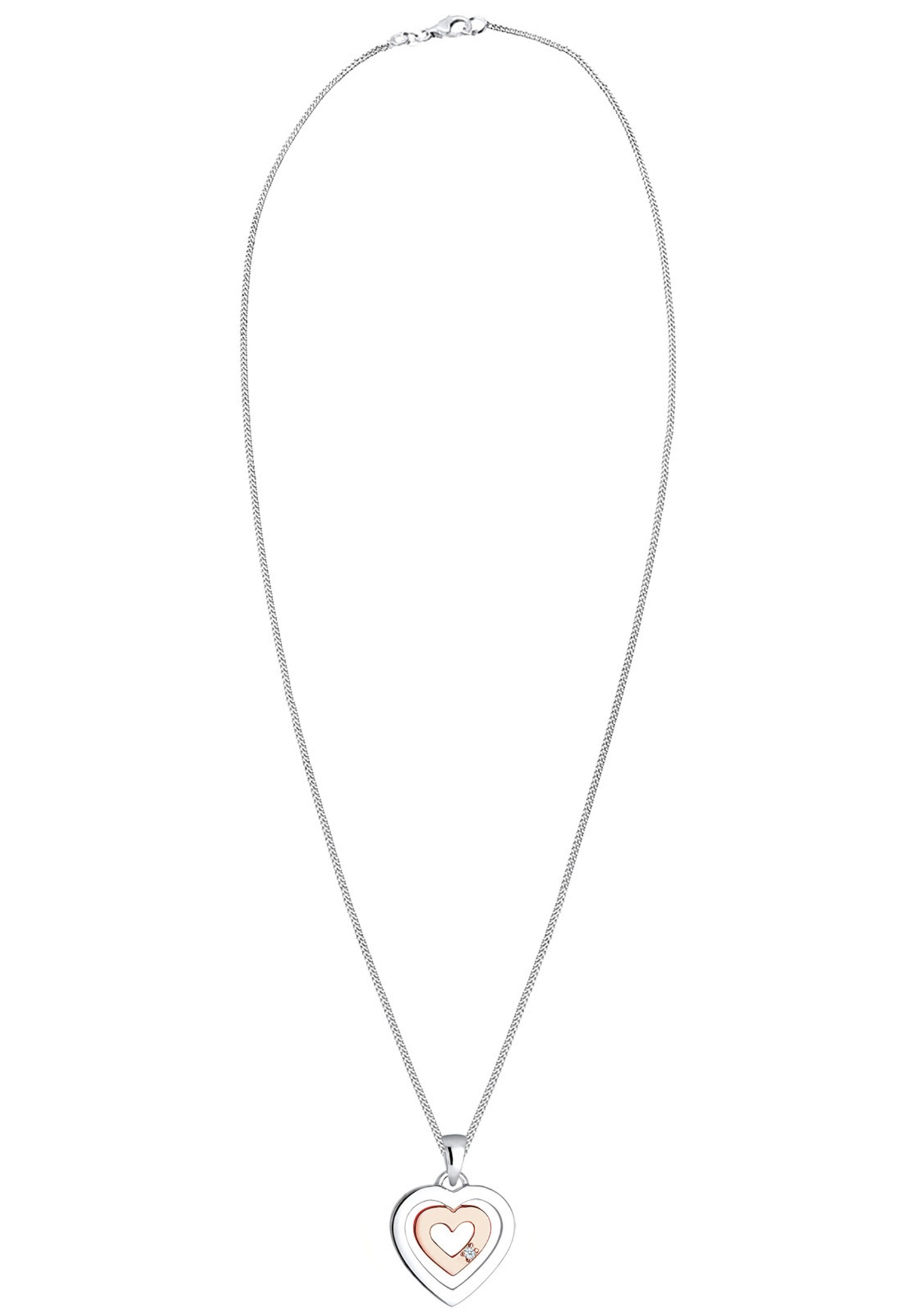 Elli DIAMONDS Silberkette »Halskette Herz Diamant Weiß Brillantschliff (0.015 ct) 925 Sterling Silber«