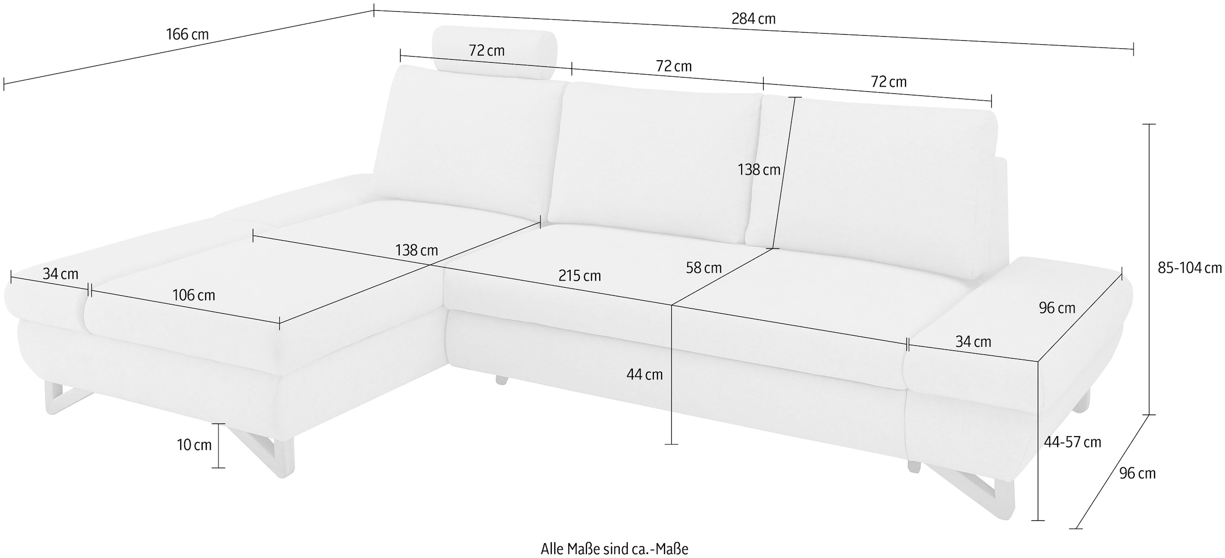 INOSIGN Ecksofa »City/Giron, L-Form,«, verstellbare Armlehnen mit Rasterfunktion