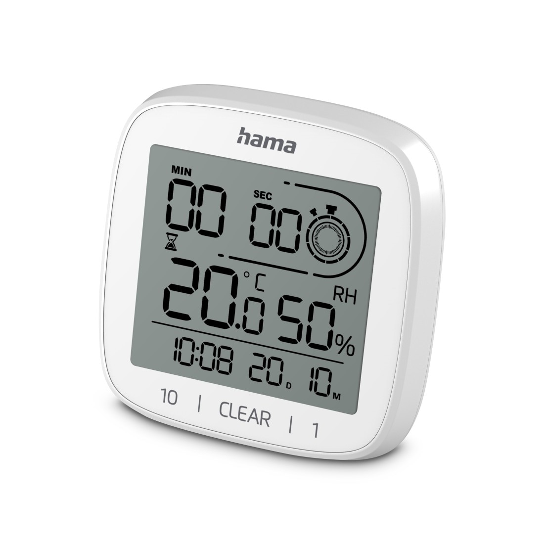 Hama Badezimmeruhr »Digitale Uhr "Zypern", spitzwassergeschützt, Weiß« mit Saugnapf, zum Stellen und Hängen