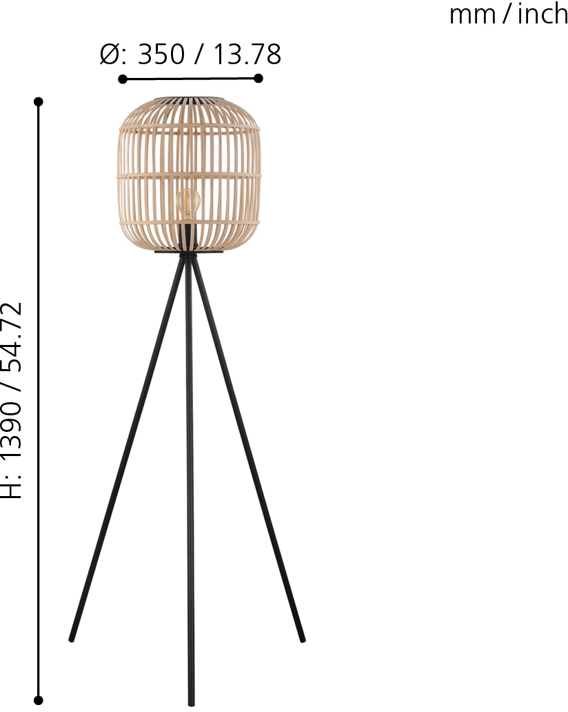 EGLO Stehlampe »BORDESLEY«, 1 flammig, Leuchtmittel E27 | ohne Leuchtmittel