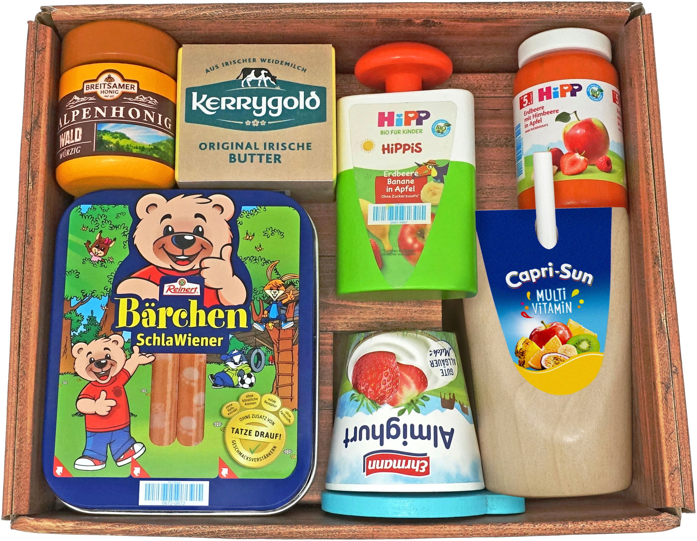 Assortiment d'épicerie en bois