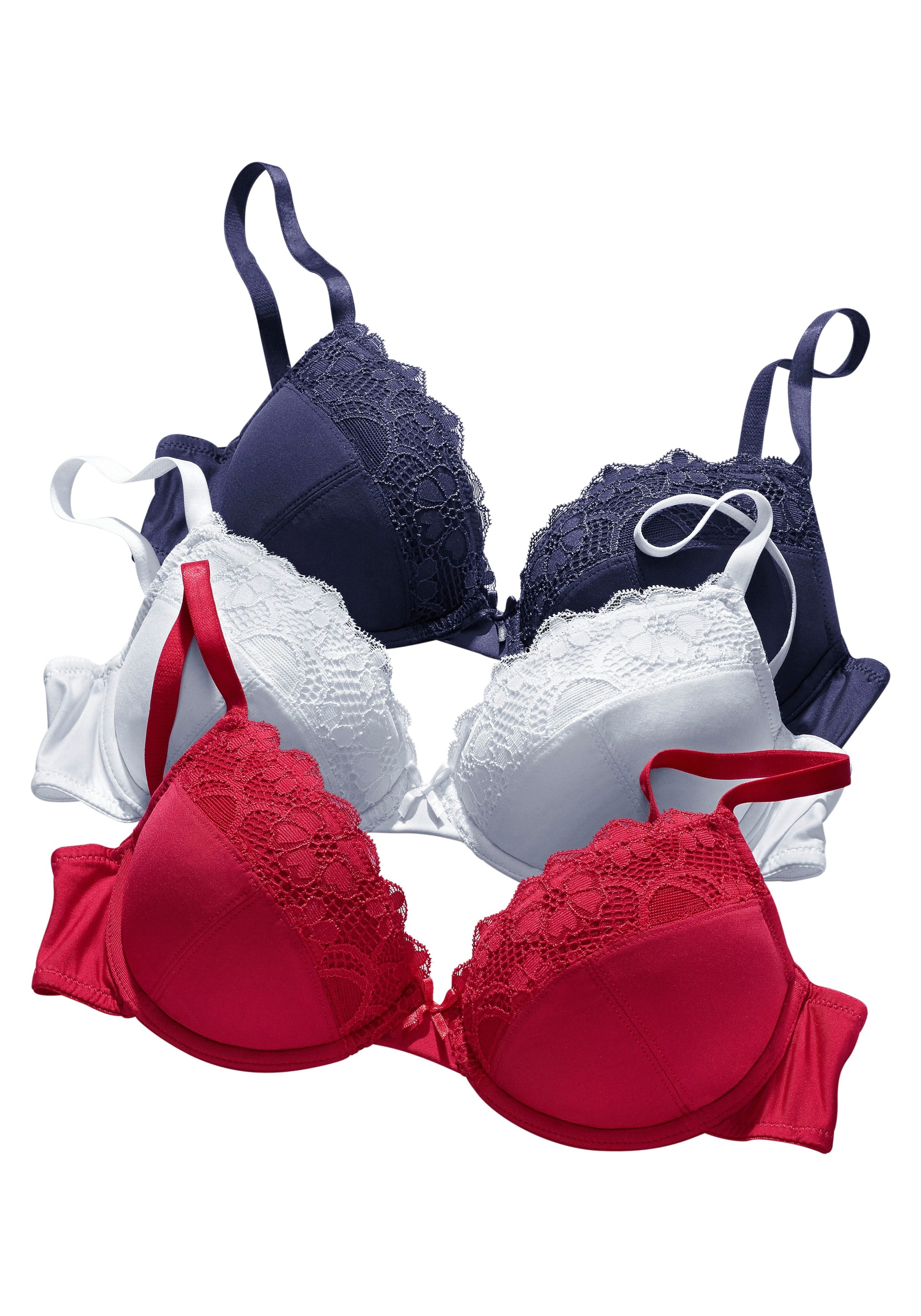 petite fleur Push-up-BH, (Packung, 3 Stück), mit Bügel, Dessous