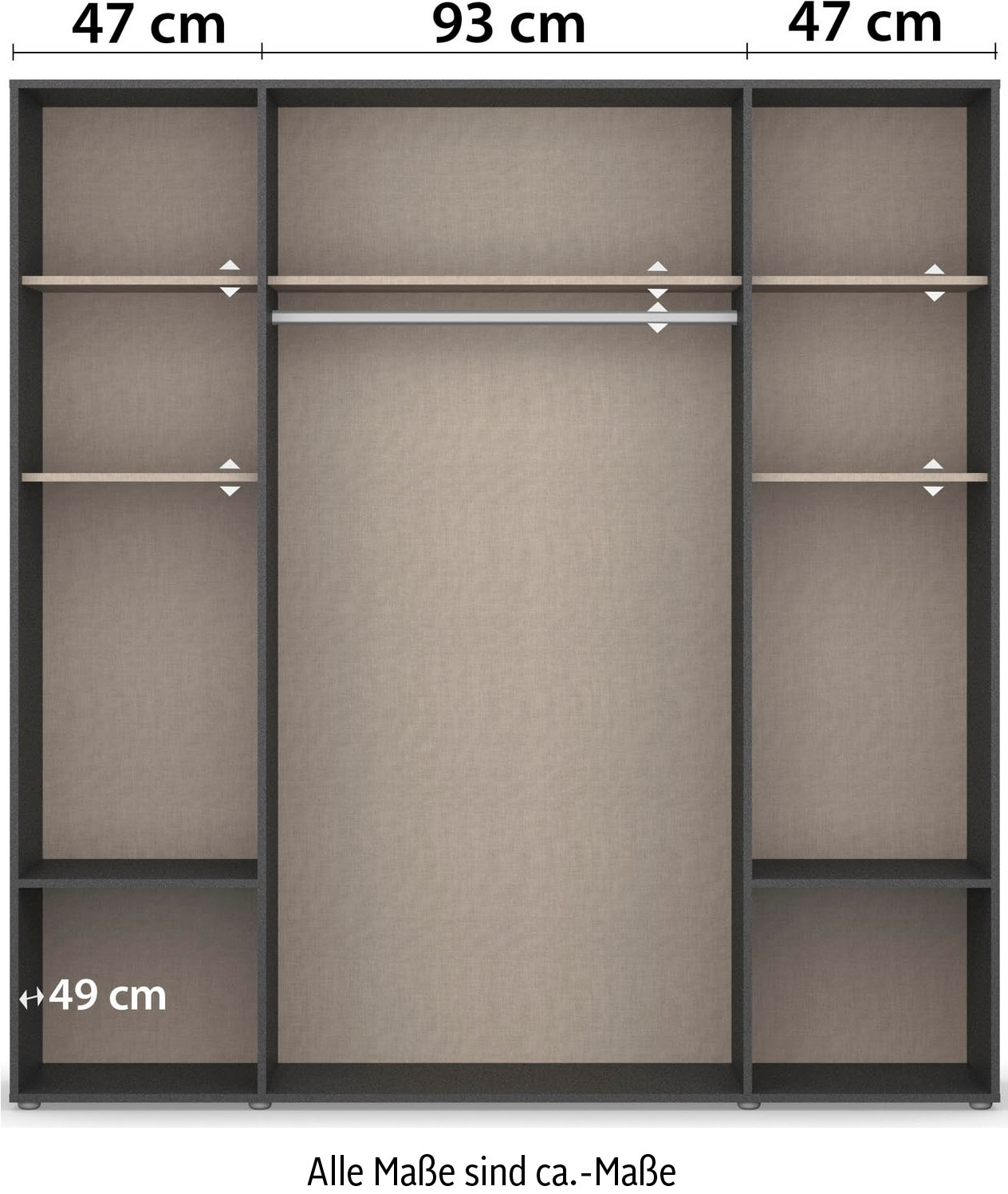 rauch Drehtürenschrank »Kleiderschrank Schrank Garderobe Wäscheschrank VOYAGER«, (in 3 verschiedenen Ausstattungen BASIC/CLASSIC/PREMIUM), moderne Griffe in Graumetallic mit Außenschubkästen MADE IN GERMANY