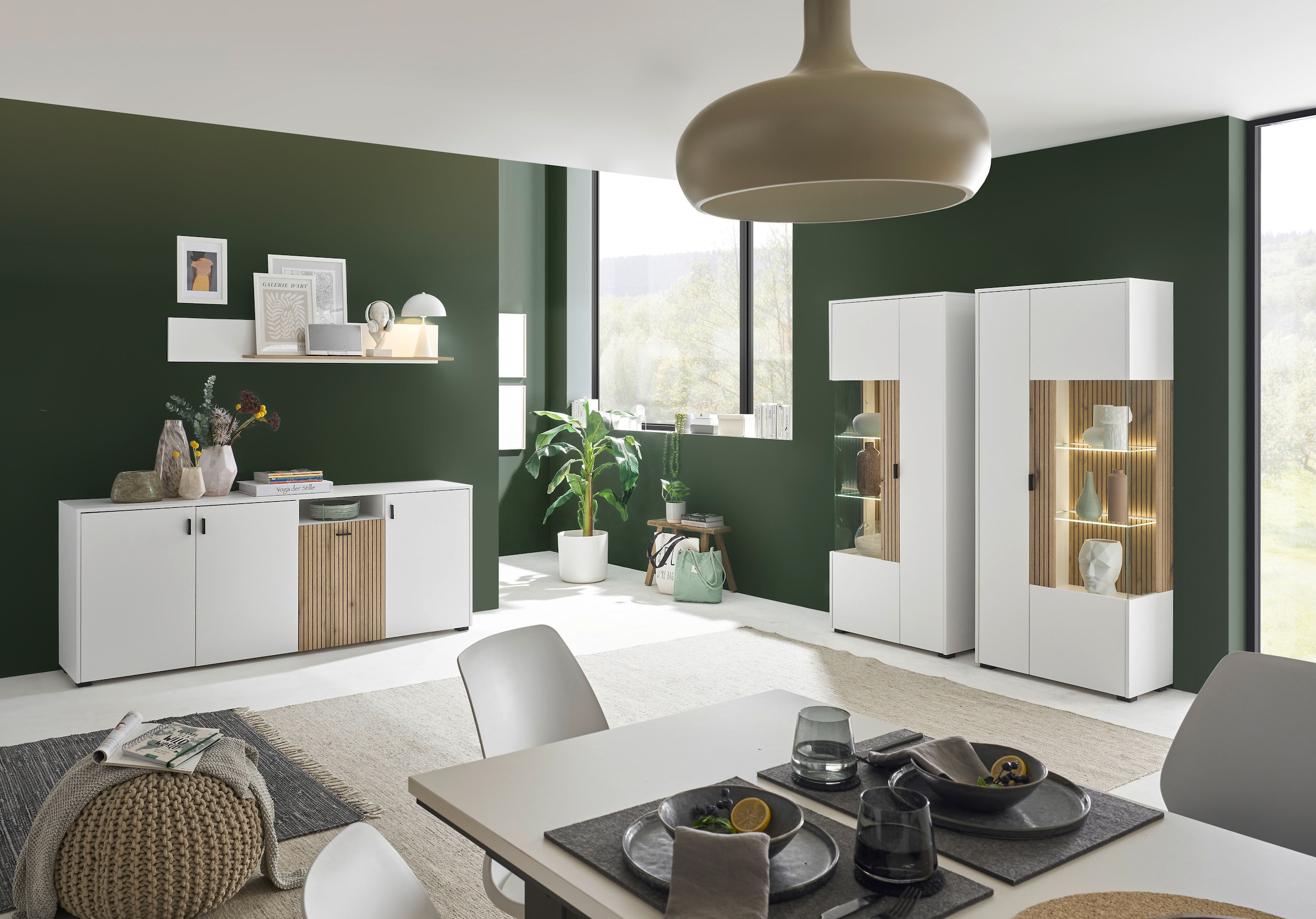 Home affaire Sideboard »Hudson« in moderner Trendfarbe, Griffe aus Metall (Schwarz), Breite 200 cm