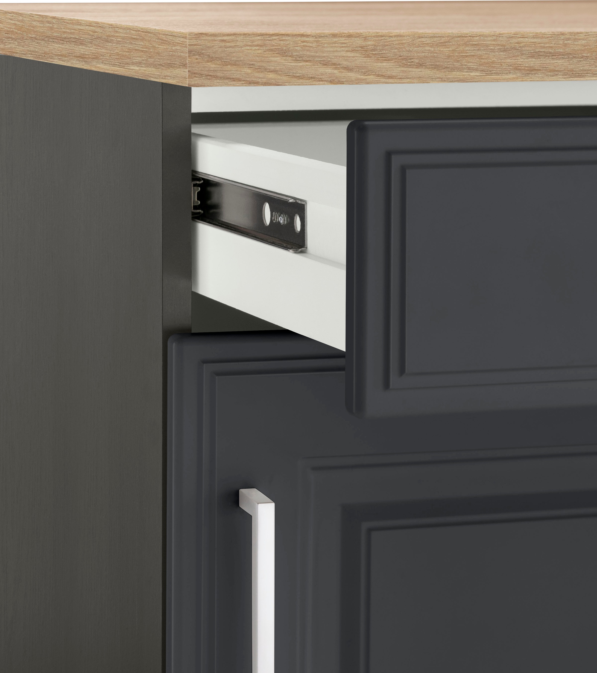 KOCHSTATION Winkelküche »KS-Stockholm – Küche mit hochwertiger und detailreicher Landhausfront« Stellbreite 220x310 cm, wahlweise mit E-Geräten, MDF-Fronten