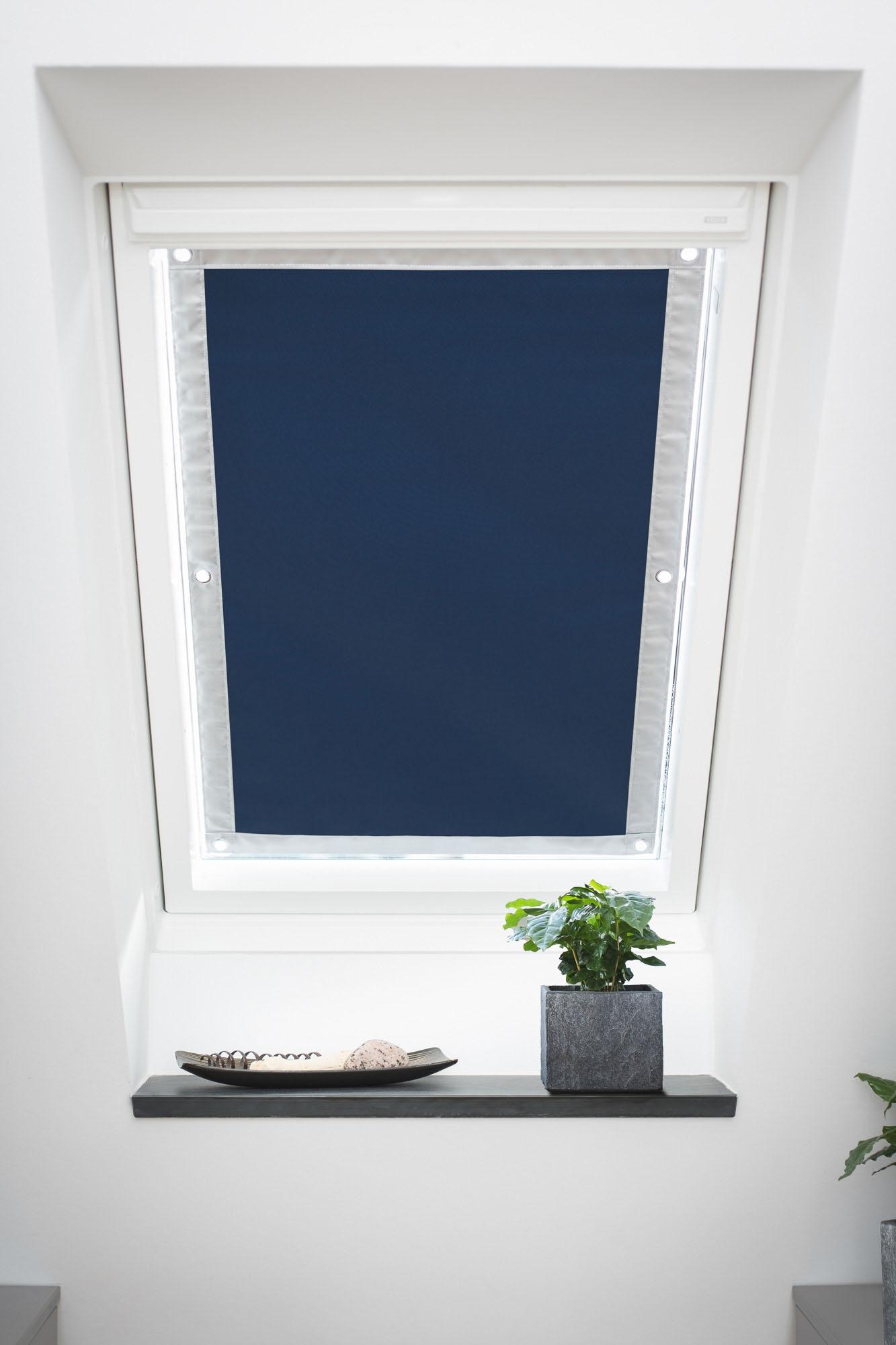 LICHTBLICK ORIGINAL Dachfensterrollo »Haftfix Hitzeschutz Abdunkelung« verdunkelnd Perlreflex-beschichtet | energiesparend ohne Bohren verspannt mit Thermobeschichtung, mit Saugnapf