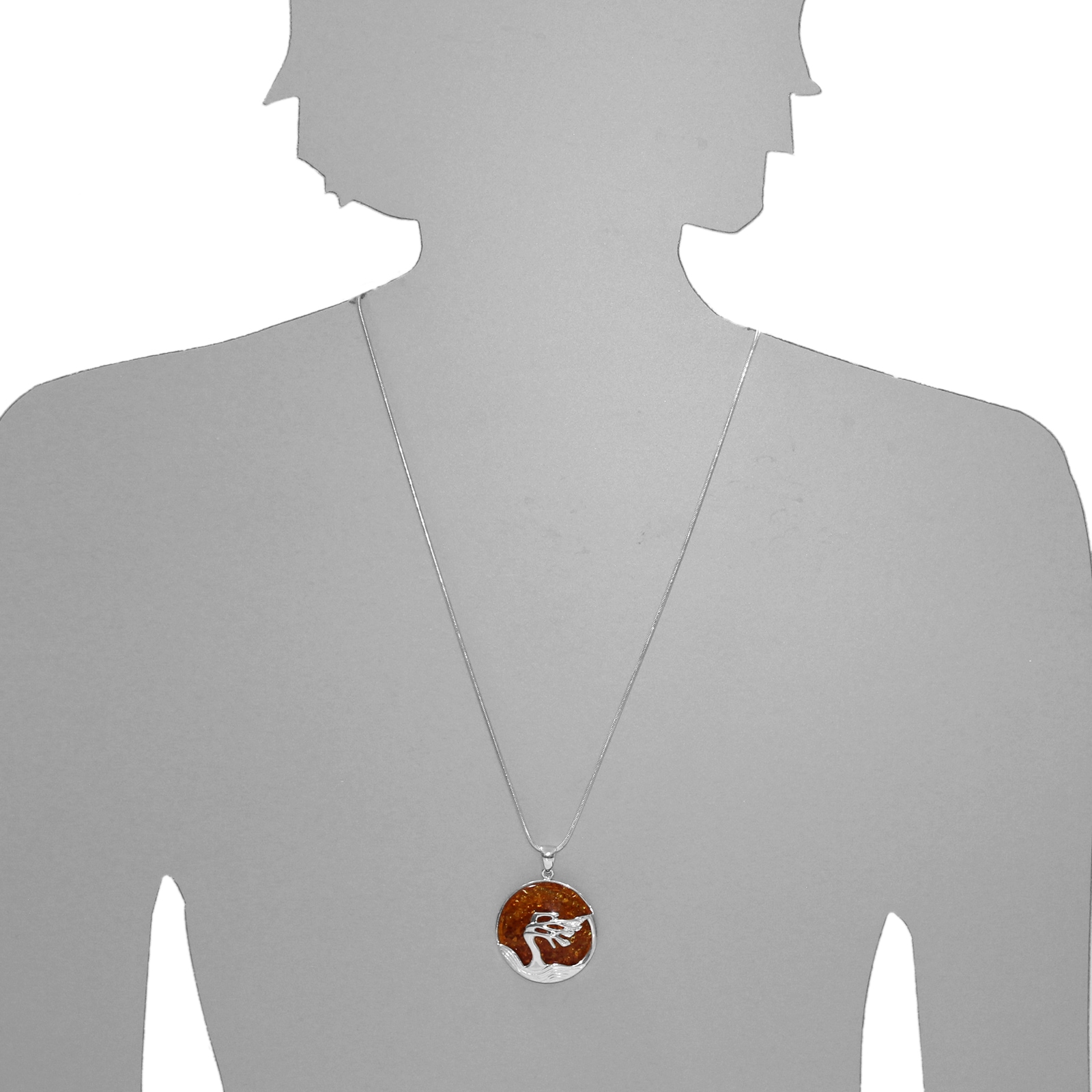 OSTSEE-SCHMUCK Kettenanhänger »- Windflüchter 36 mm - Silber 925/000 - Bernstein«