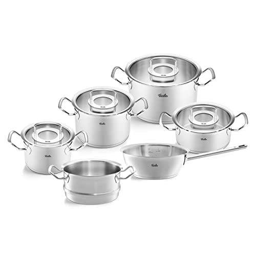 Fissler Topf-Set "Original-Profi Collection" Set, Kochtopf 16/20/24 + Bratentopf 20 + Sauteuse 20 + Dämpfeinsatz 20cm, 6 Stk. tlg. Edelstahl 18/10