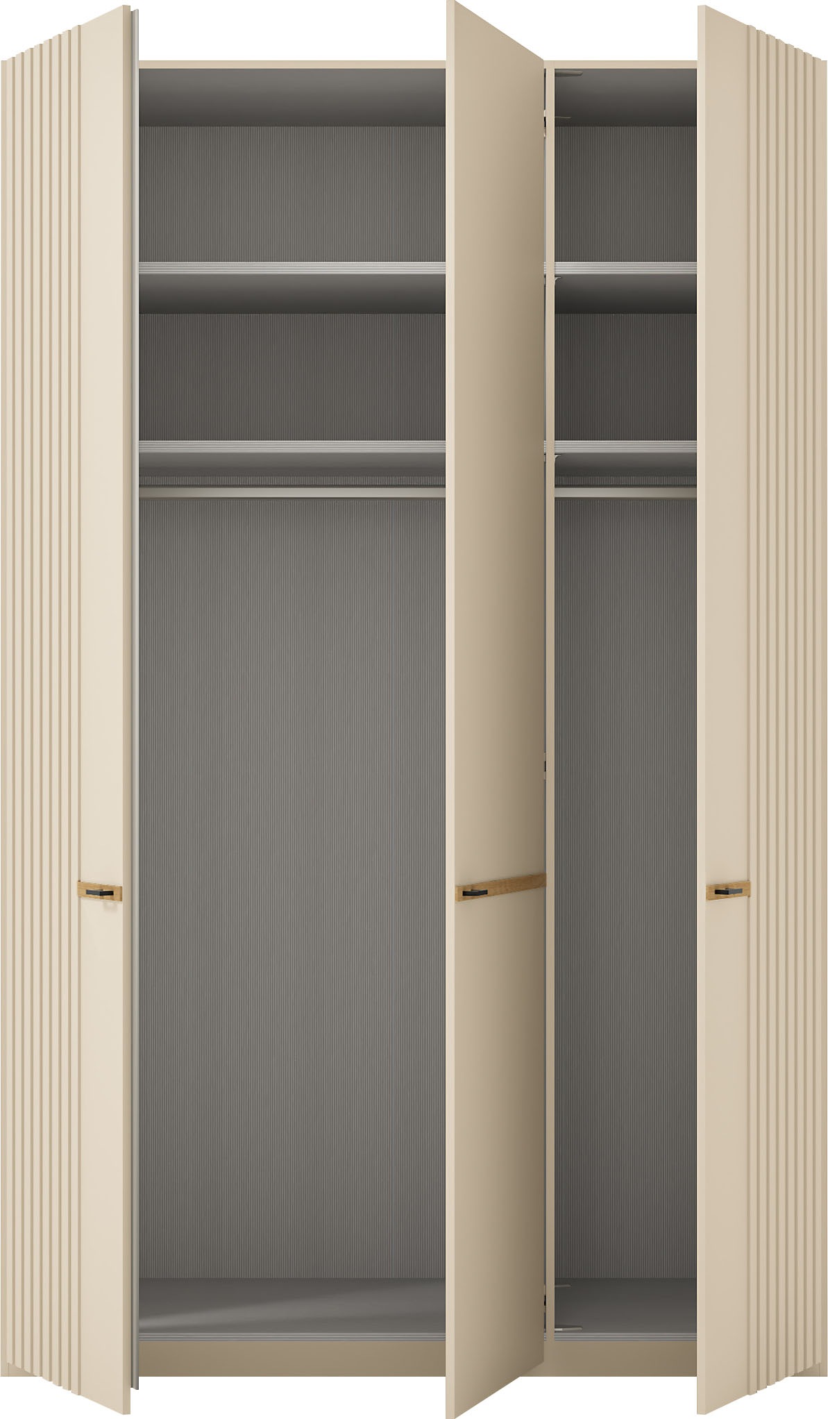 Musterring Drehtürenschrank »Isabelle« Lamellen in Korpusfarbe, Griffe in schwarz, versch. Größen und Farben