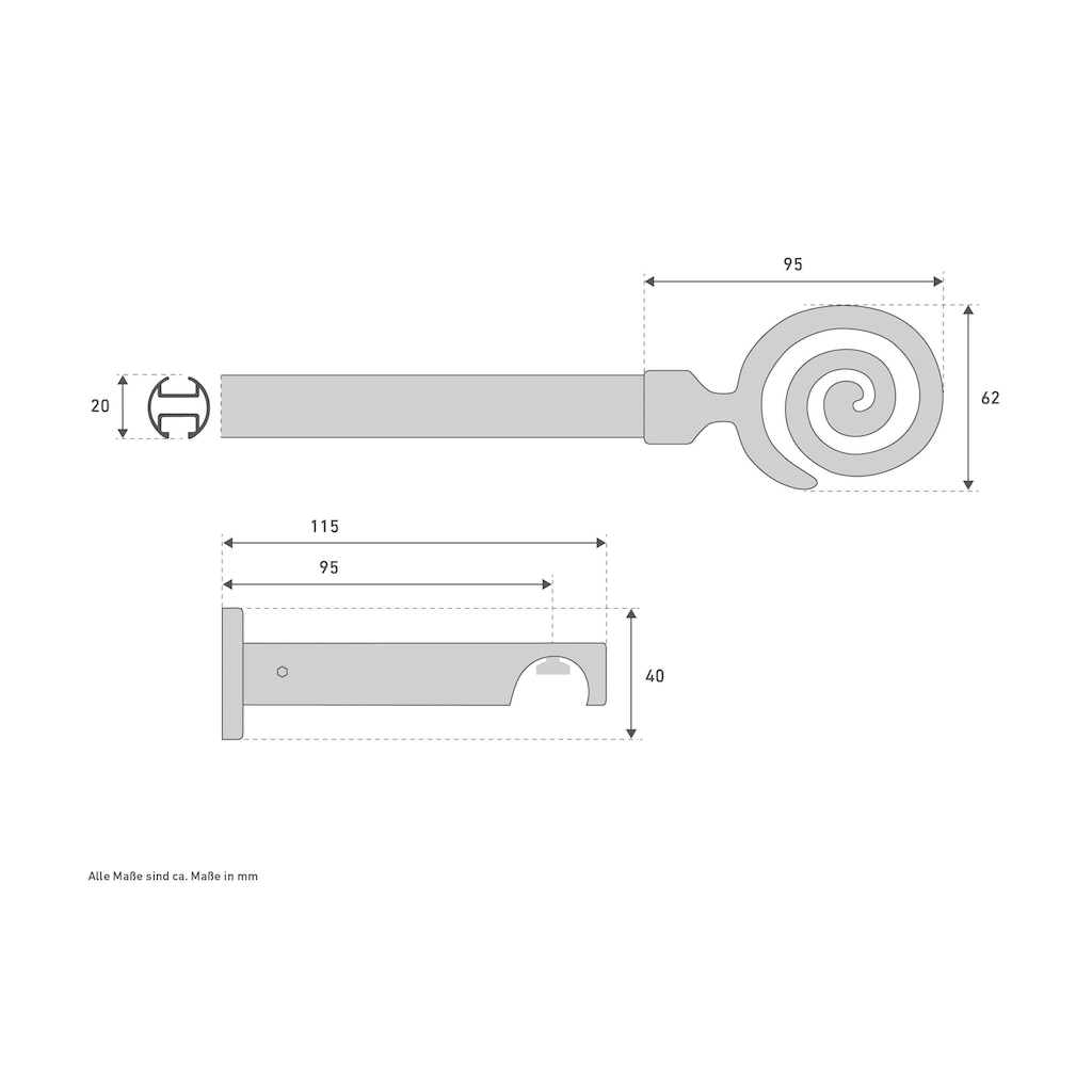 Good Life Innenlaufschiene »Espiral«, 1 läufig-läufig, Fixmaß