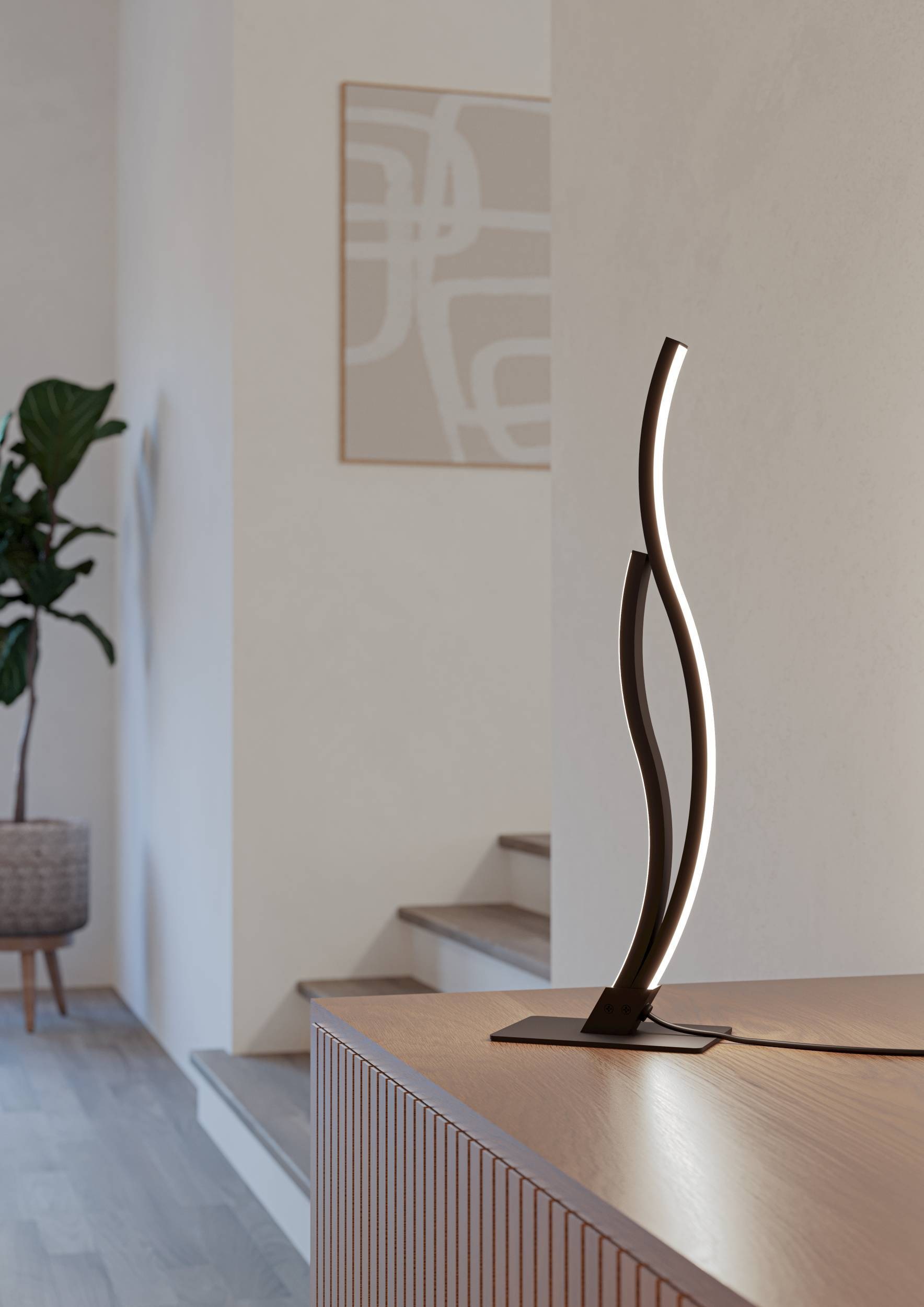 EGLO Tischleuchte »Grisolia Nachttischlampe, Tischlampe, Metall und Kunststoff, Lampe« LED-Modul 1 Stk. Neutralweiß Tischleuchte - H45,5 cm - schwarz - 12W inkl.