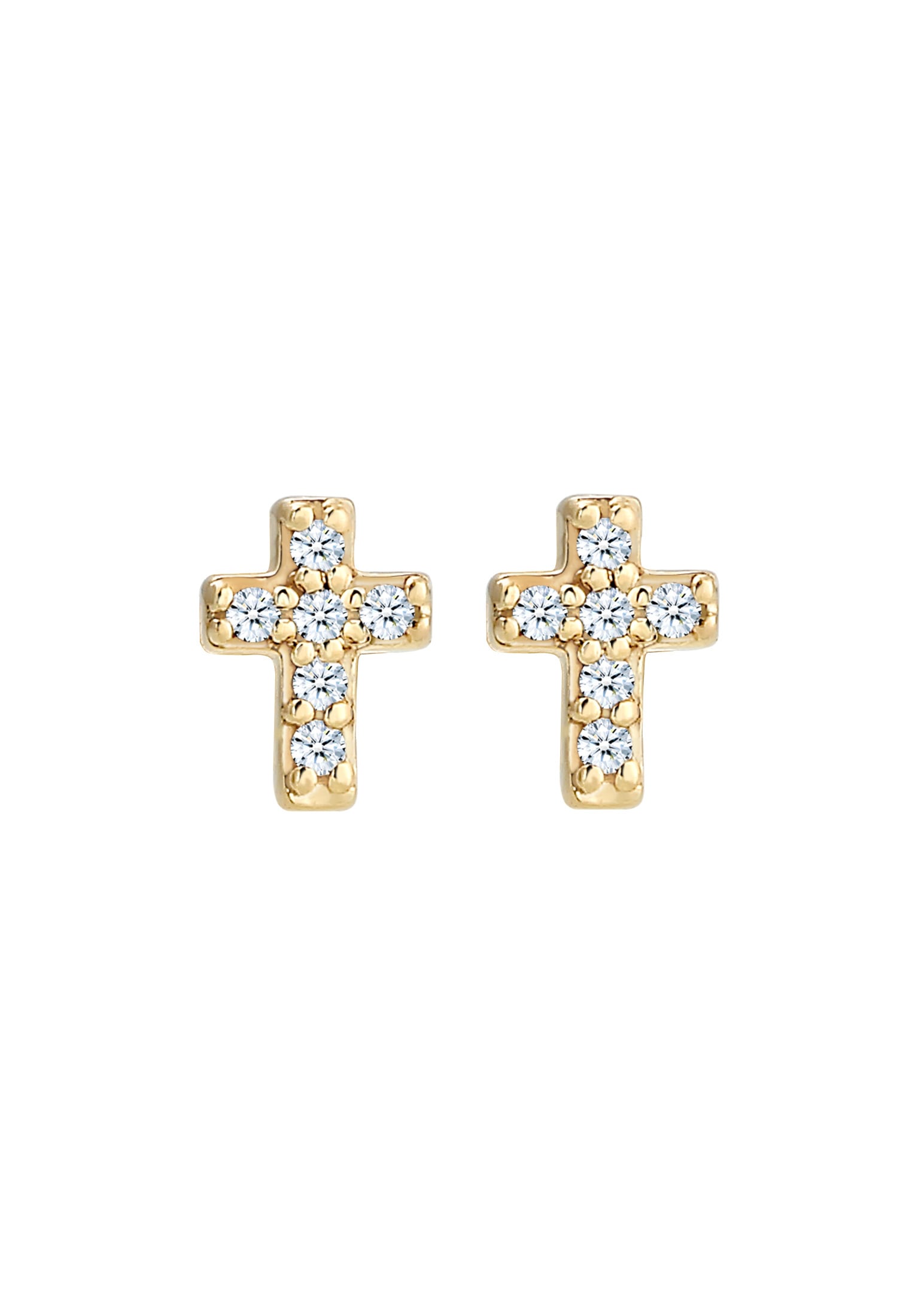 Elli DIAMONDS Paar Ohrstecker »Ohrringe Ohrstecker Kreuz Diamant (0.06ct) 585 Gelbgold«