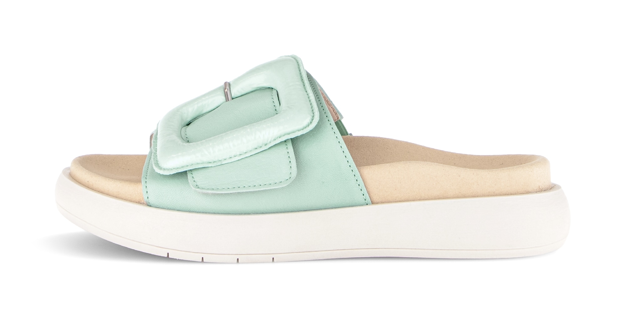 Gabor Pantolette  Plateau, Schlupfschuh, Sommerschuh mit großer Zierschnalle