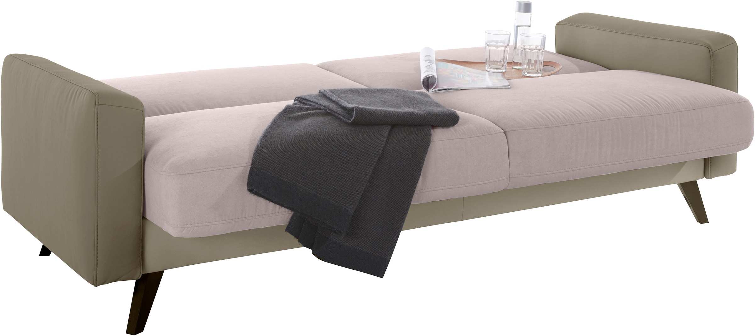exxpo - sofa fashion 3-Sitzer »Samso, elegant und bequem, toller Sitzkomfort, Schlafsofa«, Kippcouch, inklusive Bettfunktion und Bettkasten, Komfortsitzhöhe 49cm