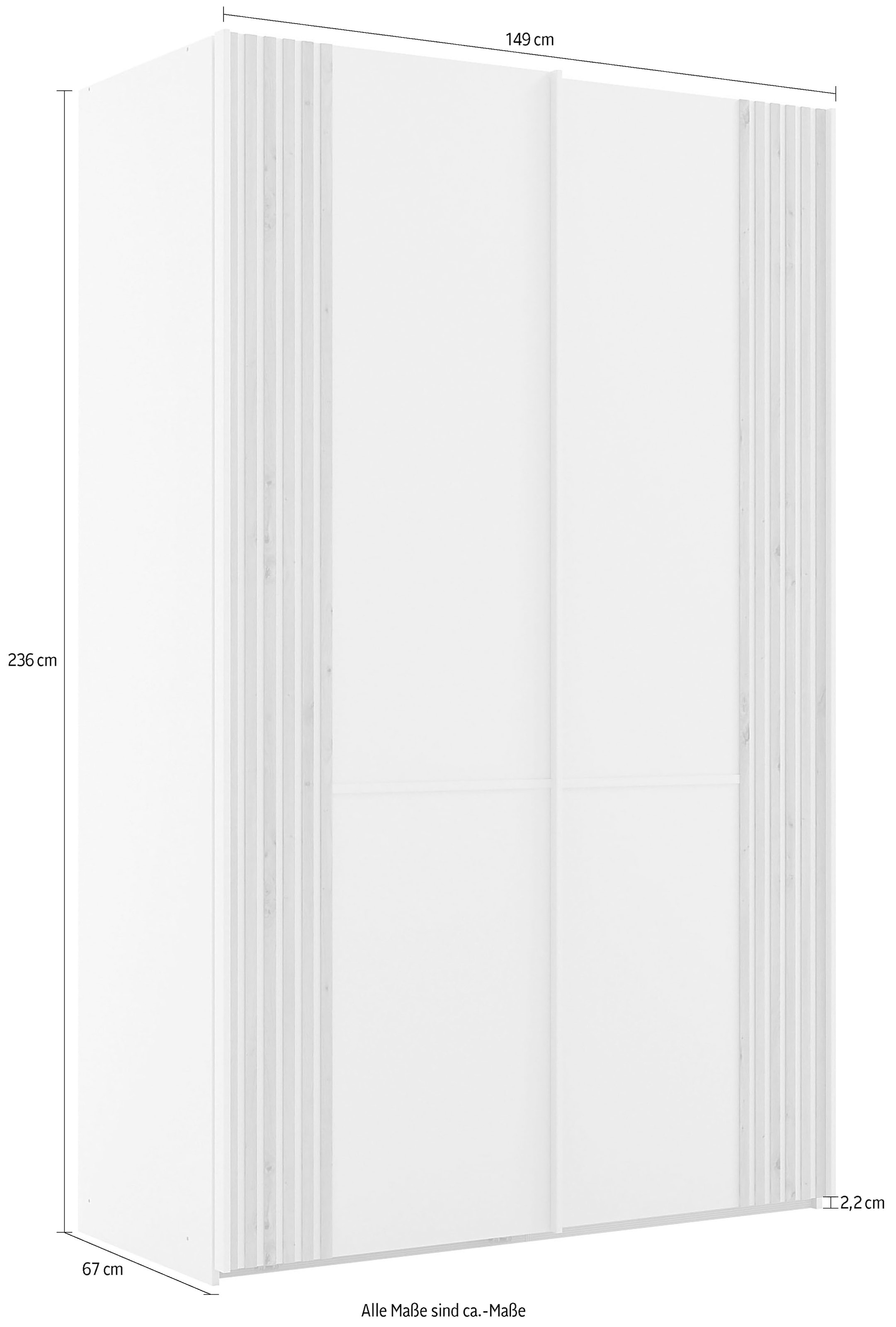 Musterring Schwebetürenschrank »Isabelle« Türen mit Lamellenoptik, verschiedene Größen und Farben, Höhe 236cm