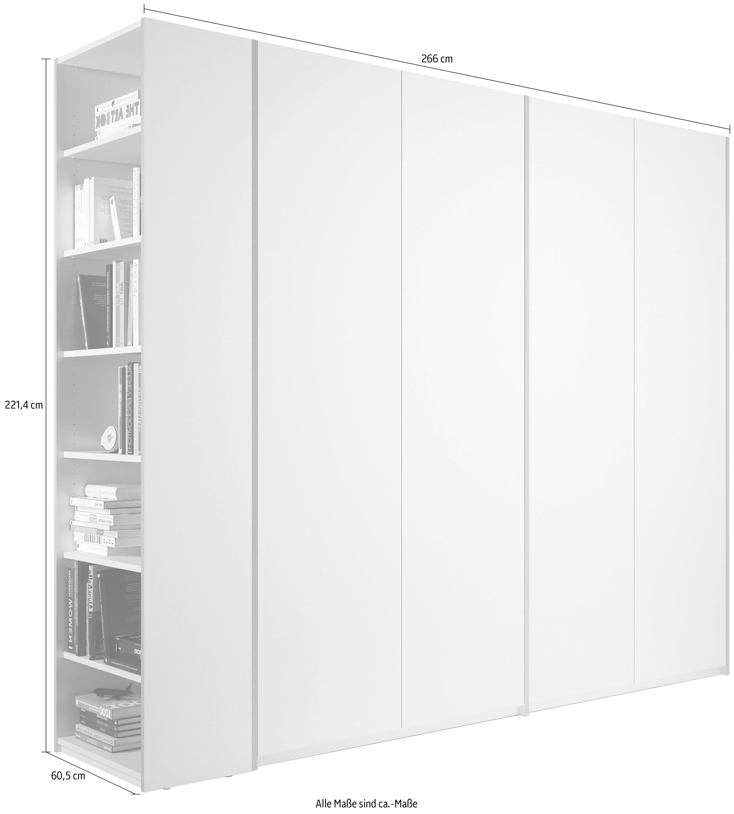 Müller SMALL LIVING Drehtürenschrank »Modular Plus Variante 8«, Anbauregal wahlweise links oder rechts montierbar