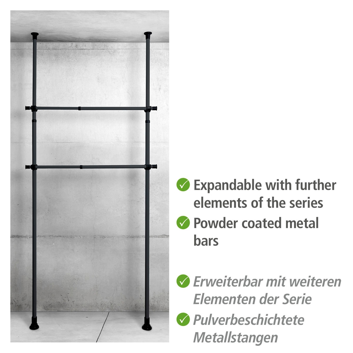 WENKO Kleiderstange »Herkules«, (2 St.), ausziehbar bis 120 cm