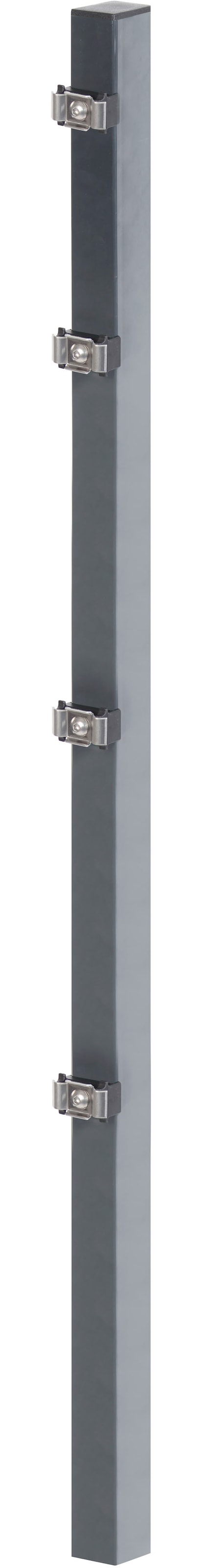 Alberts Zaunpfosten 60x40 mm für Doppelstabmattenzaun, 225 cm, mit Klemmlaschenbefestigung