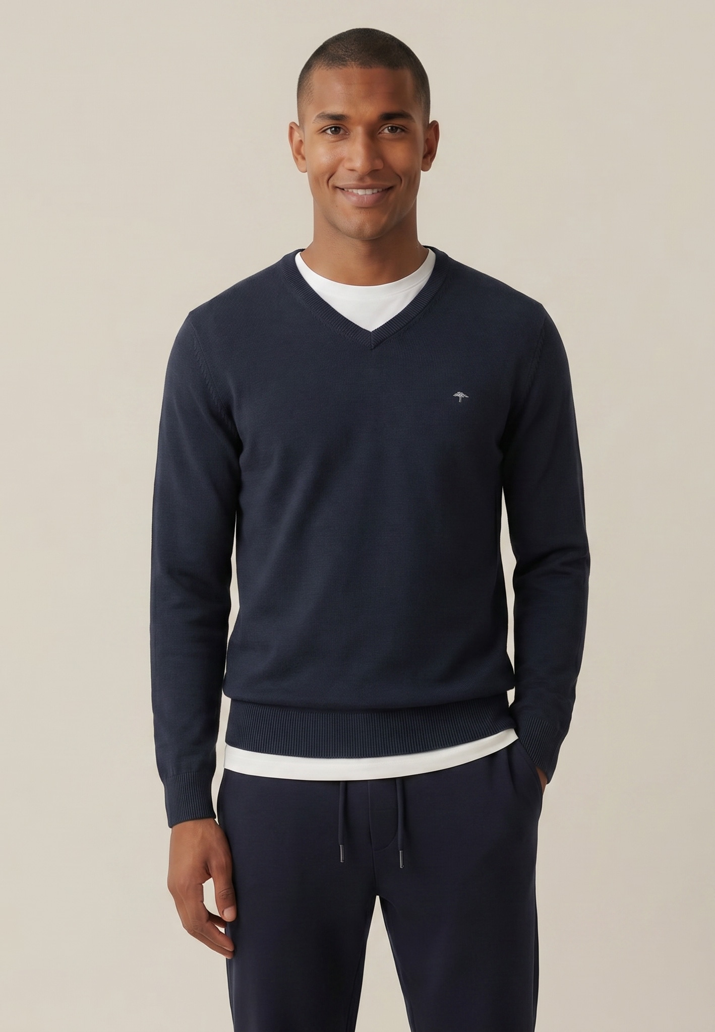 FYNCH-HATTON Strickpullover »FYNCH-HATTON Pullover mit V-Kragen« aus Baumwolle, mit V-Ausschnitt, bequeme Passform