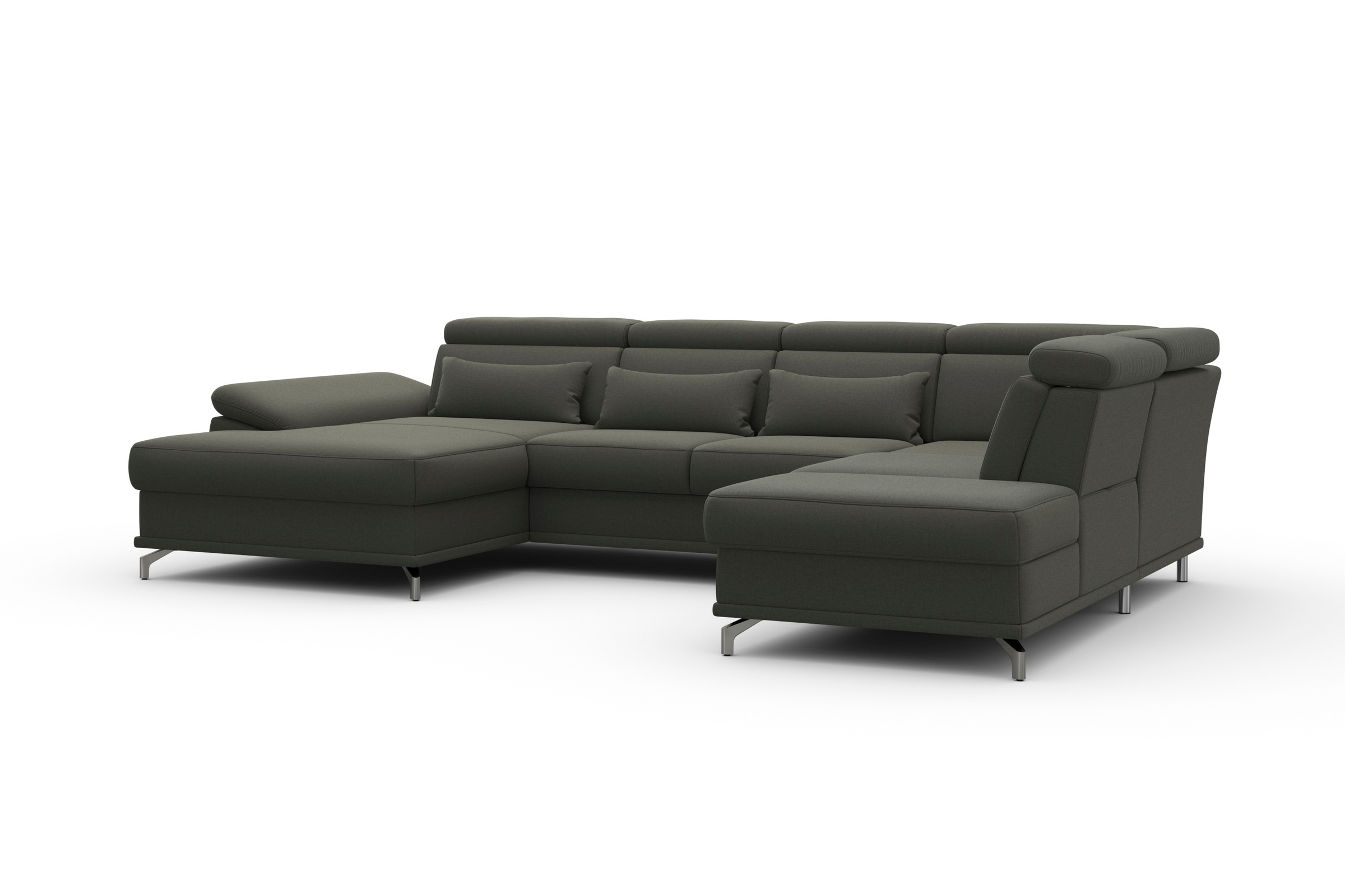sit&more Wohnlandschaft »Cabrio U-Form, mit Sitztiefenverstellung, Arm- und Kopfteilverstellung«, 3 Nierenkissen, Federkern, optional Bettfunktion und Stauraum