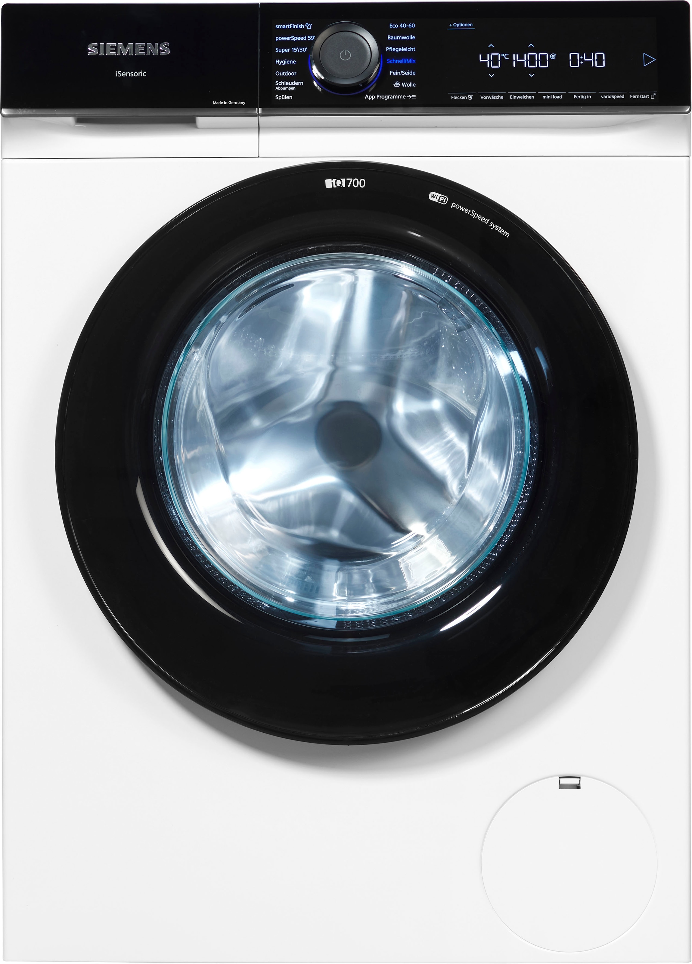 SIEMENS Waschmaschine »WG44B20Z0«, iQ700, glättet – 1400 mit kg, 3 U/min, 9 smartFinish Knitterfalten Jahren Dampf dank XXL Garantie WG44B20Z0, sämtliche