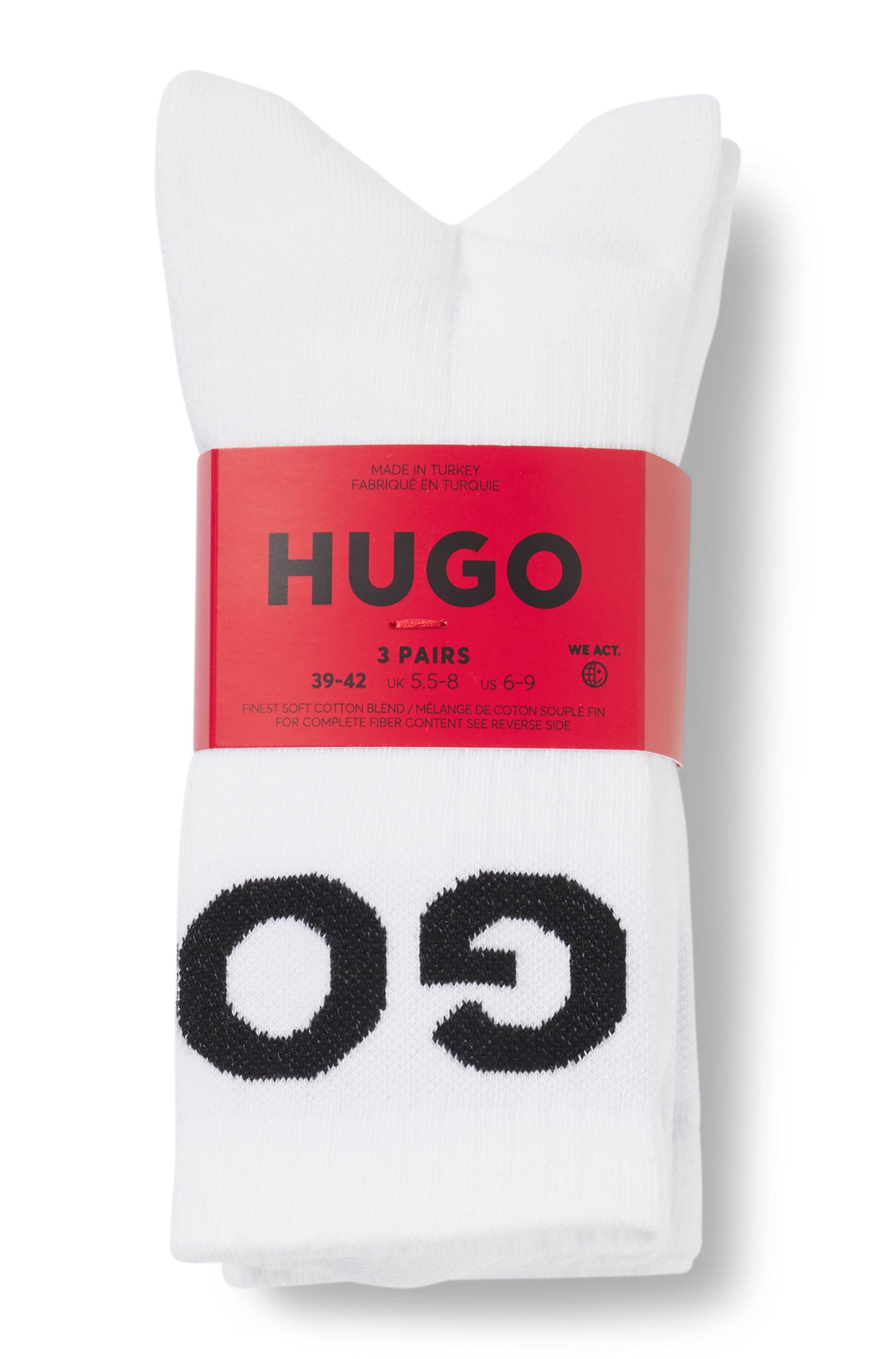HUGO Underwear Freizeitsocken »3P QS ICONIC CC 1«, (Packung, 3 Paar, 3er), mit HUGO Logostickerei in Kontrastfarbe