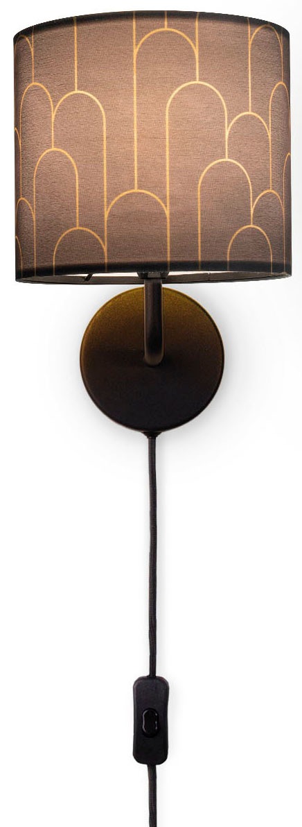 Paco Home Wandleuchte »Luca Pillar«, Leuchtmittel E14 | ohne Leuchtmittel, Mit Stoffschirm  Modern Retro Uni Mit Muster E14