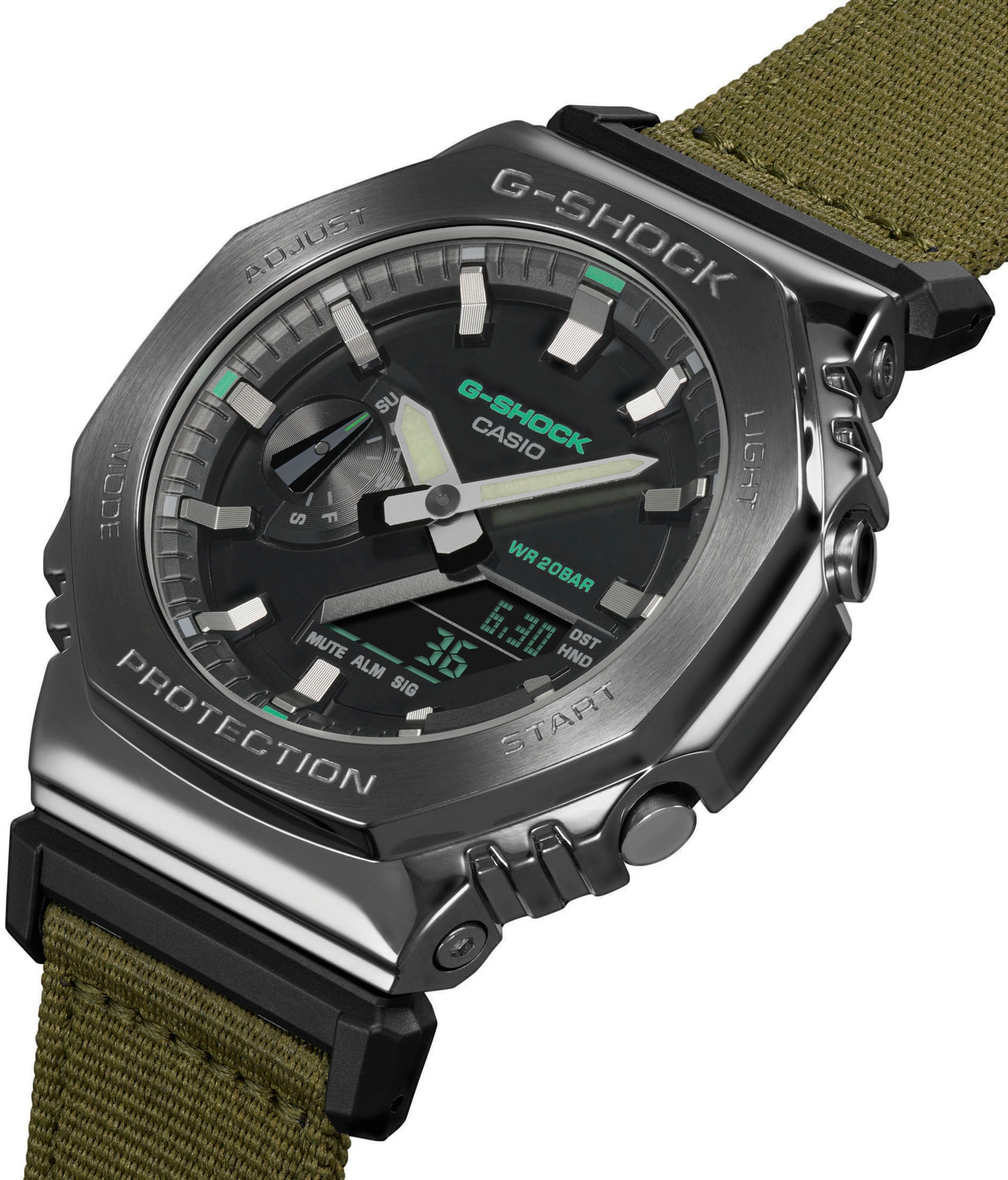 CASIO G-SHOCK Chronograph, Quarzuhr,Armbanduhr,Herrenuhr,digital, bis 20bar wasserd.Textilarmband