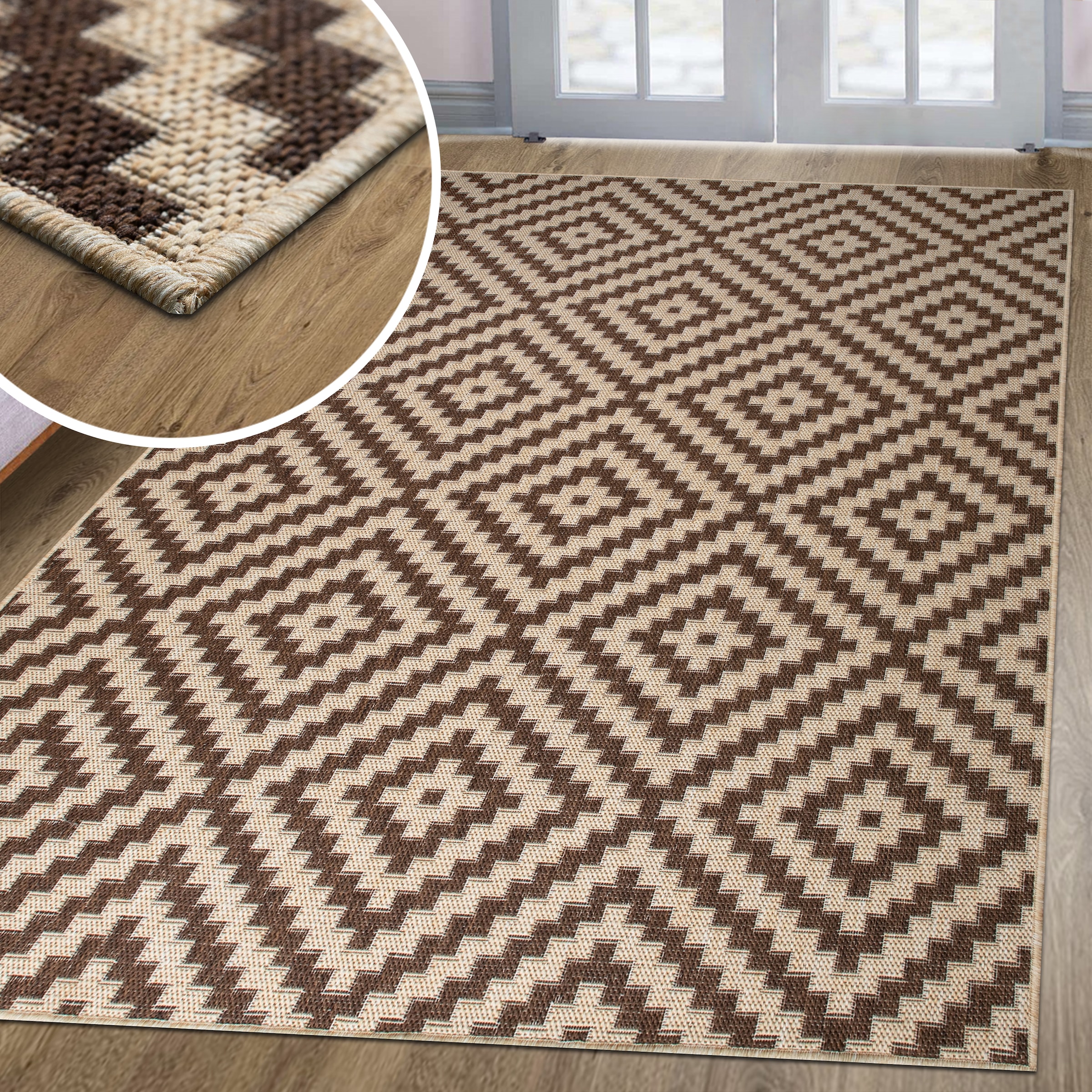 my home Teppich »Cordoba auch als Läufer erhältlich«, rechteckig, 3 mm Höhe, In- und Outdoor geeignet, Sisal-Optik, Wetterfest & UV-beständig, Boho