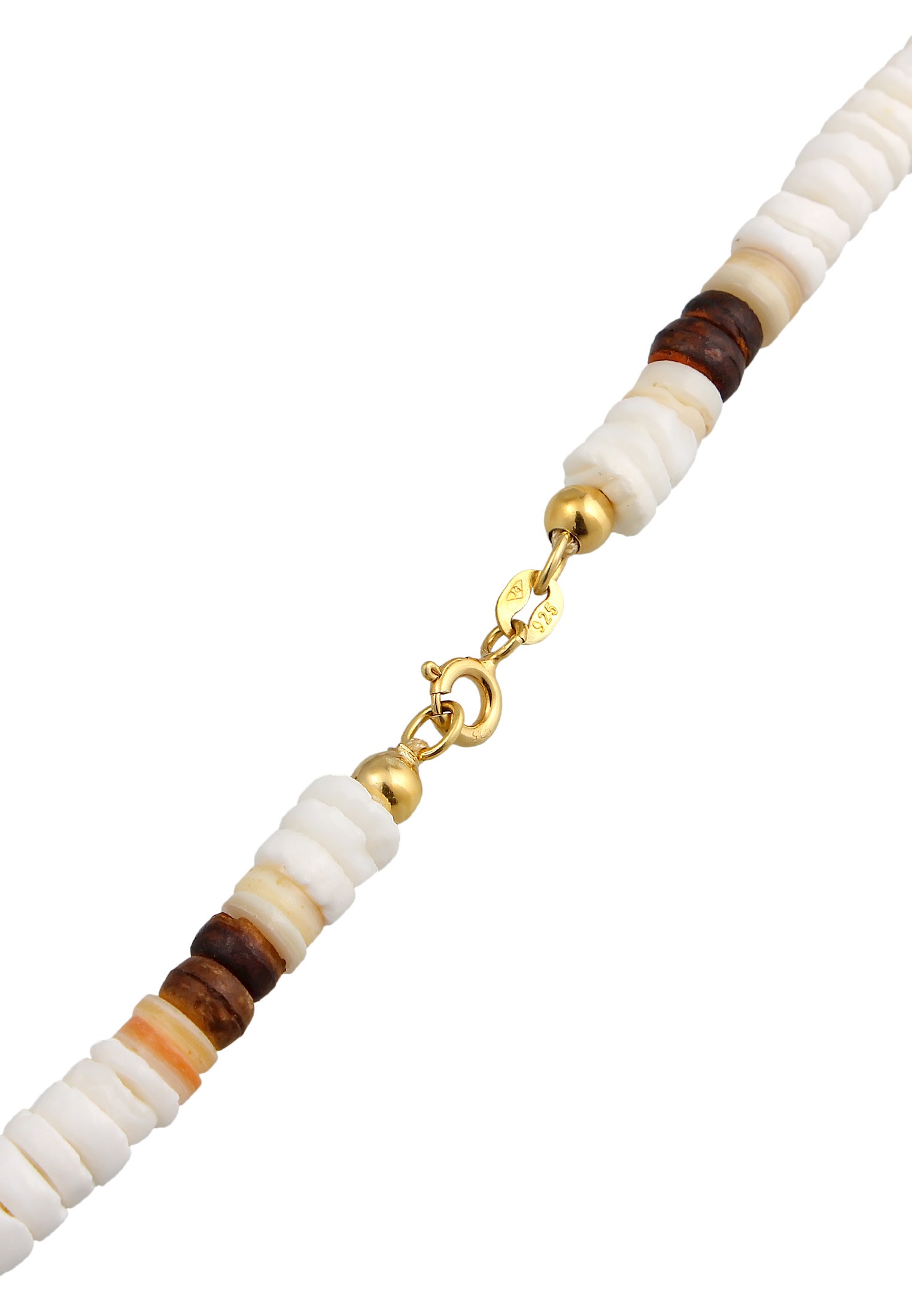 Elli Silberkette »Halskette Muschel Kokosnuss Holz Perlen 925 Silber«