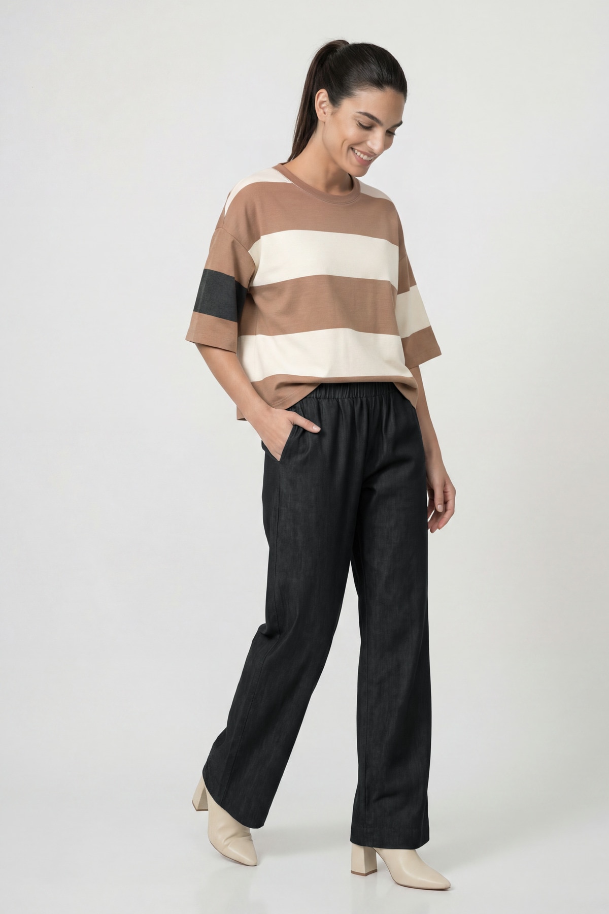 Monari Sweatshirt »Sweatshirt Ringel + Colourblock«, Regular fit mit Streifen
