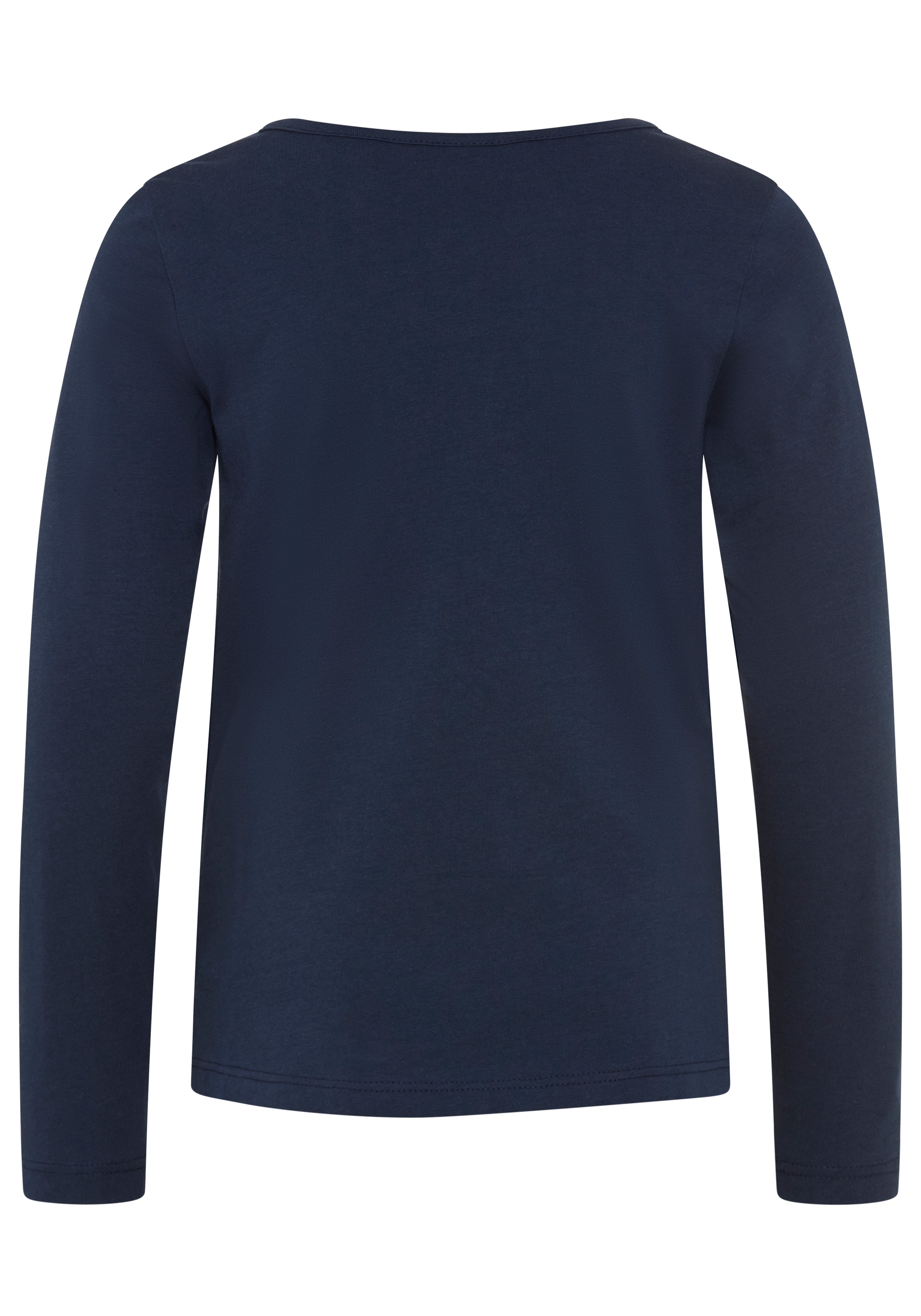 H.I.S Langarmshirt »H.I.S Shirt mit kleiner Deko-Schleife« Langarmshirt hüftlange Basic-Passform, Langarm, modischer Stil