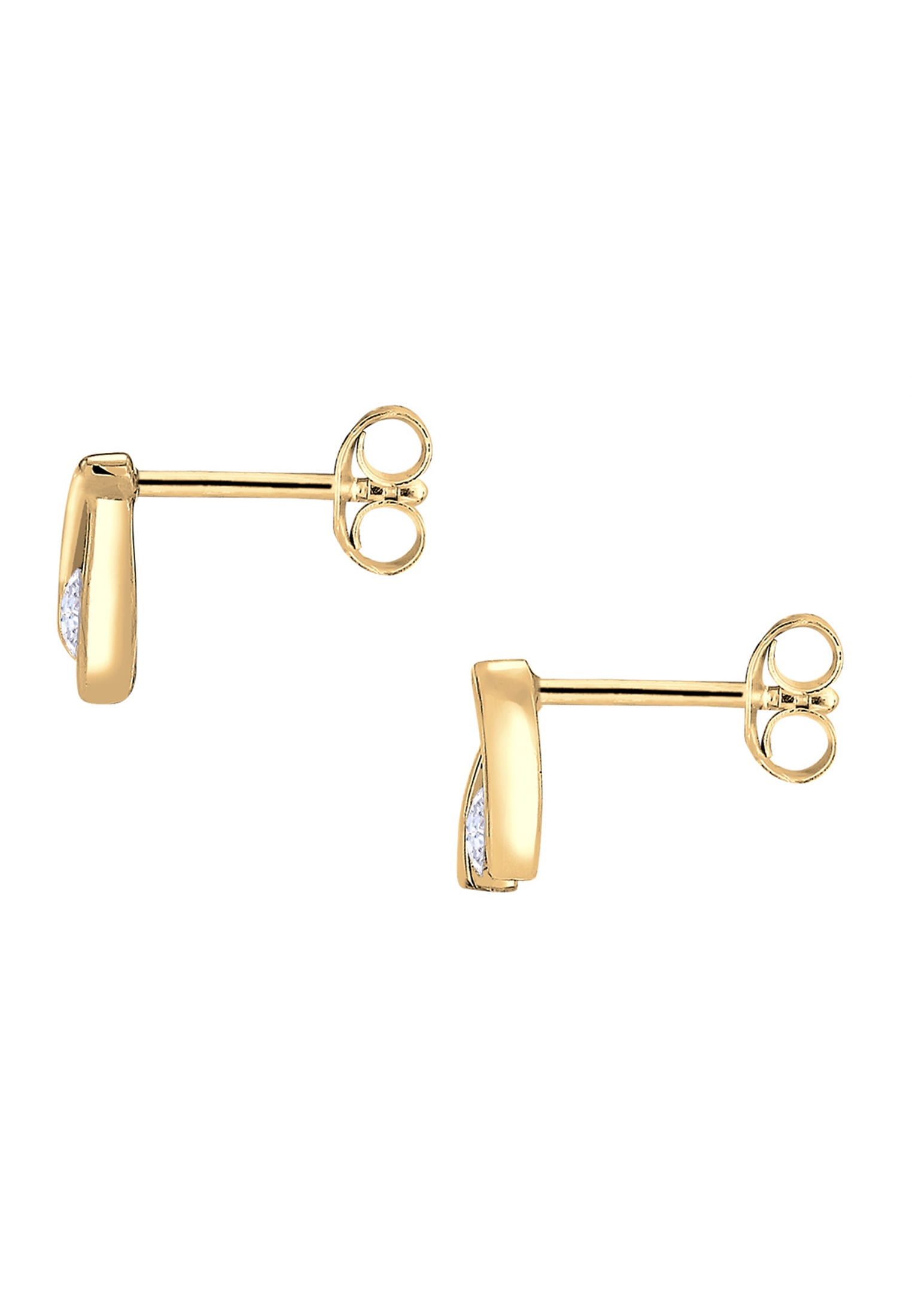 Elli Premium Paar Ohrstecker »Ohrringe Ohrstecker Zirkonia Weiß 585 Gelbgold«