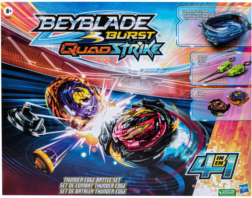 Hasbro Speed-Kreisel »Beyblade Burst Quadstrike Thunder Edge«, (Set), Arena mit 2 Startern und 2 rechtsdrehenden Kreiseln