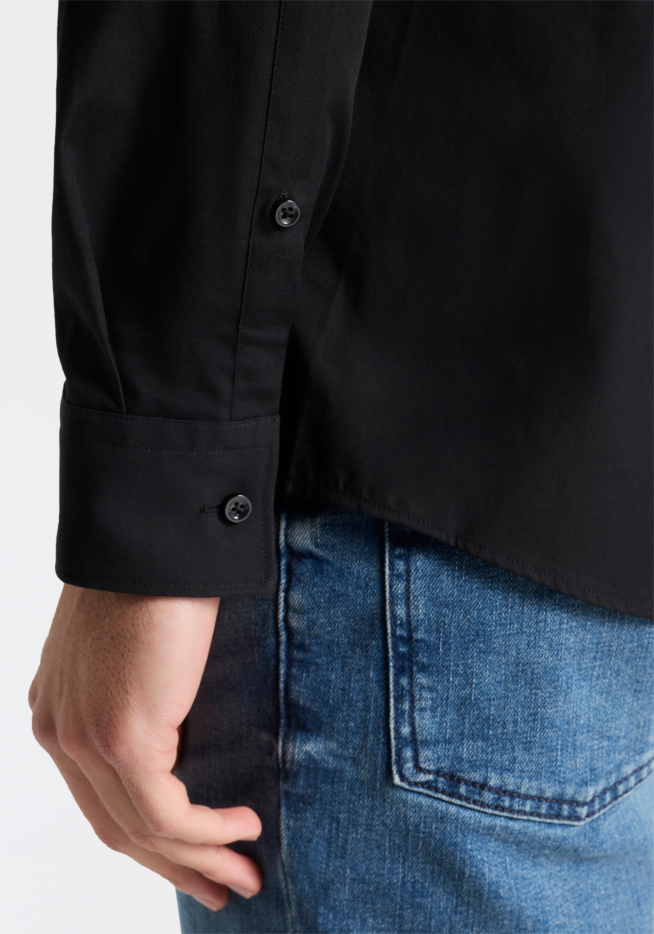 HUGO Langarmhemd »Kenno« Slim-Fit Hemd aus bügelleichter Baumwoll-Popeline