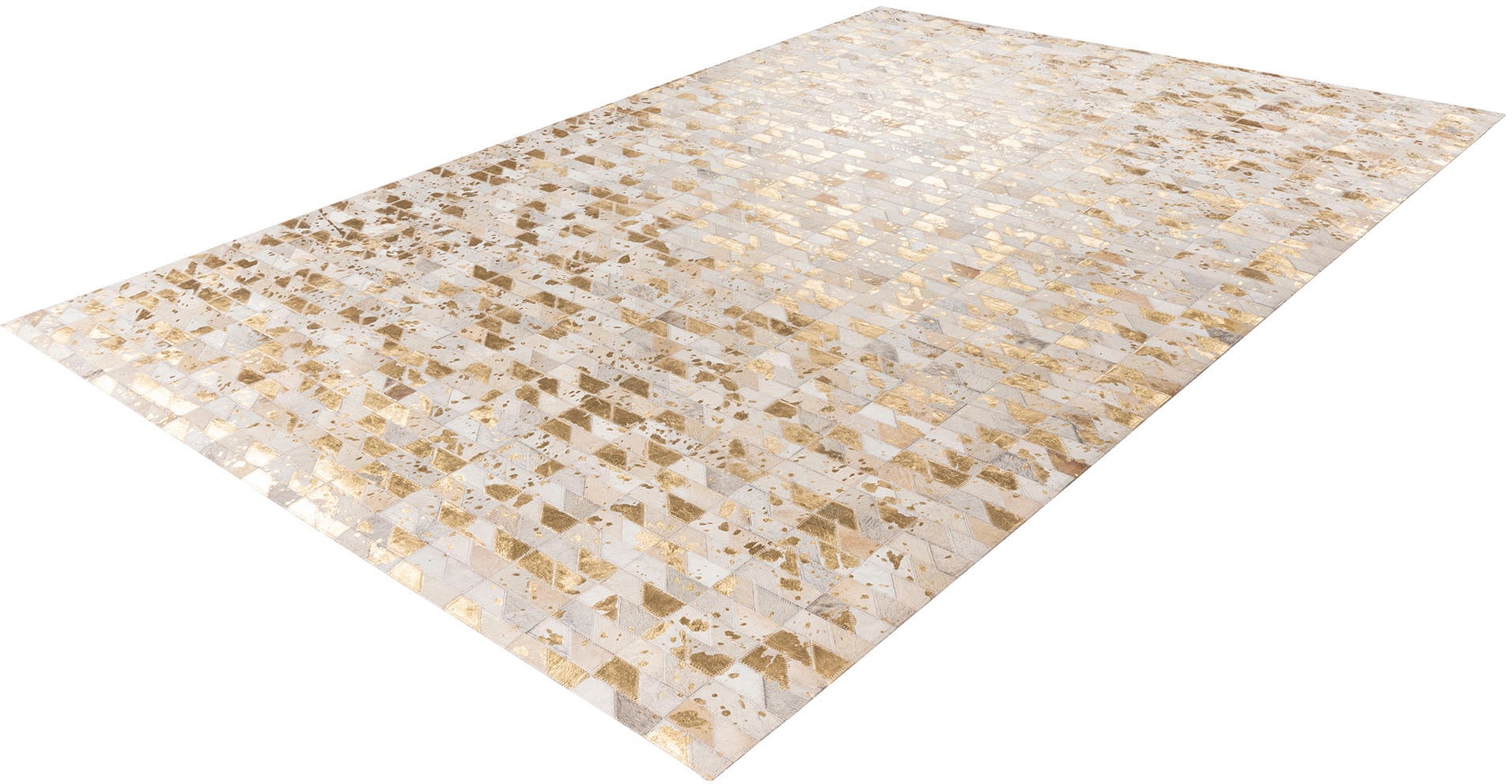 Padiro Lederteppich »Lavin 725 - Fellteppich«, rechteckig, 8 mm Höhe, 100% Rindsleder, Patchwork-Dessin, Wohnzimmer