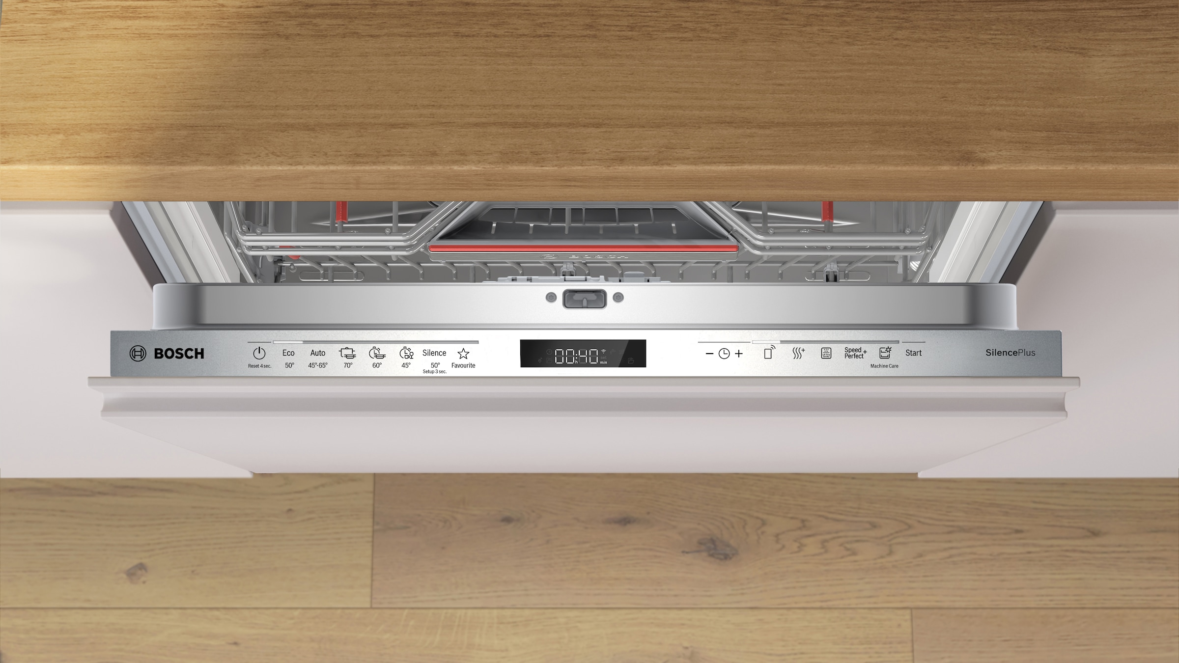 BOSCH vollintegrierbarer Geschirrspüler Serie 6 »SBD6ECX21E« 14 tlg. Maßgedecke Time Light - Restzeit wird auf Küchenboden projiziert