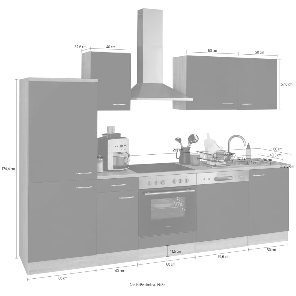 OPTIFIT Küchenzeile »Parare Breite 210 oder 270 cm«