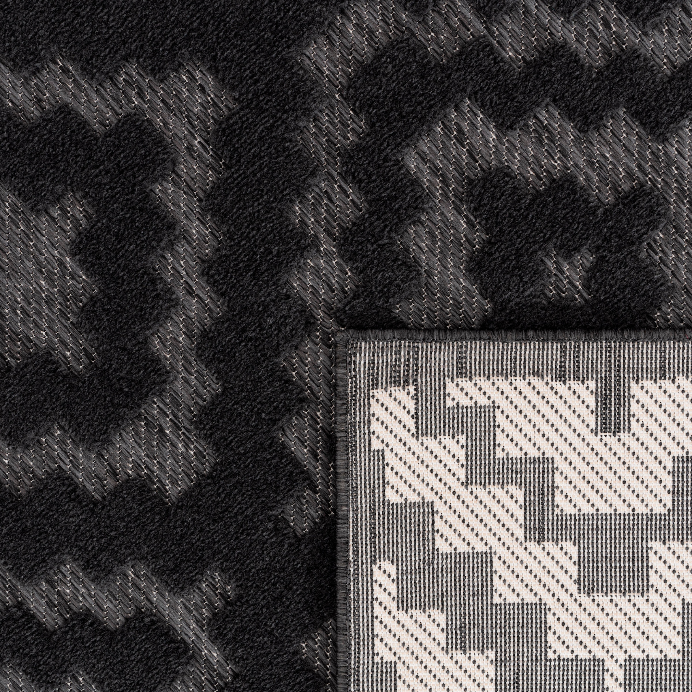 Outdoor Teppich Muster, Hoch-Tief Paco Effekt, rechteckig, Scandi, geeignet Home Uni-Farben, »Livorno Rauten 672«,
