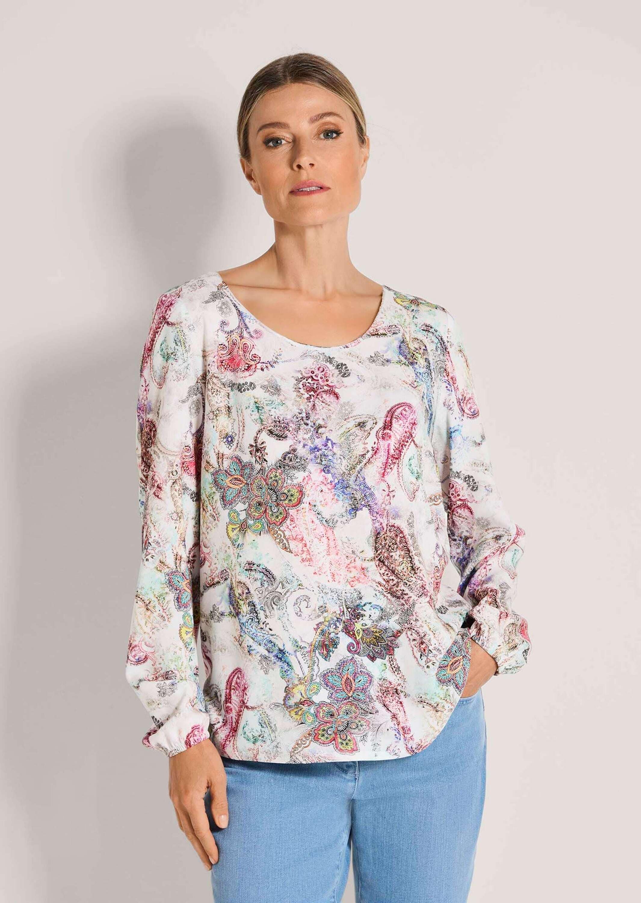 MADELEINE Langarmbluse »Bluse Viskose-Bluse mit Langarm, Print«
