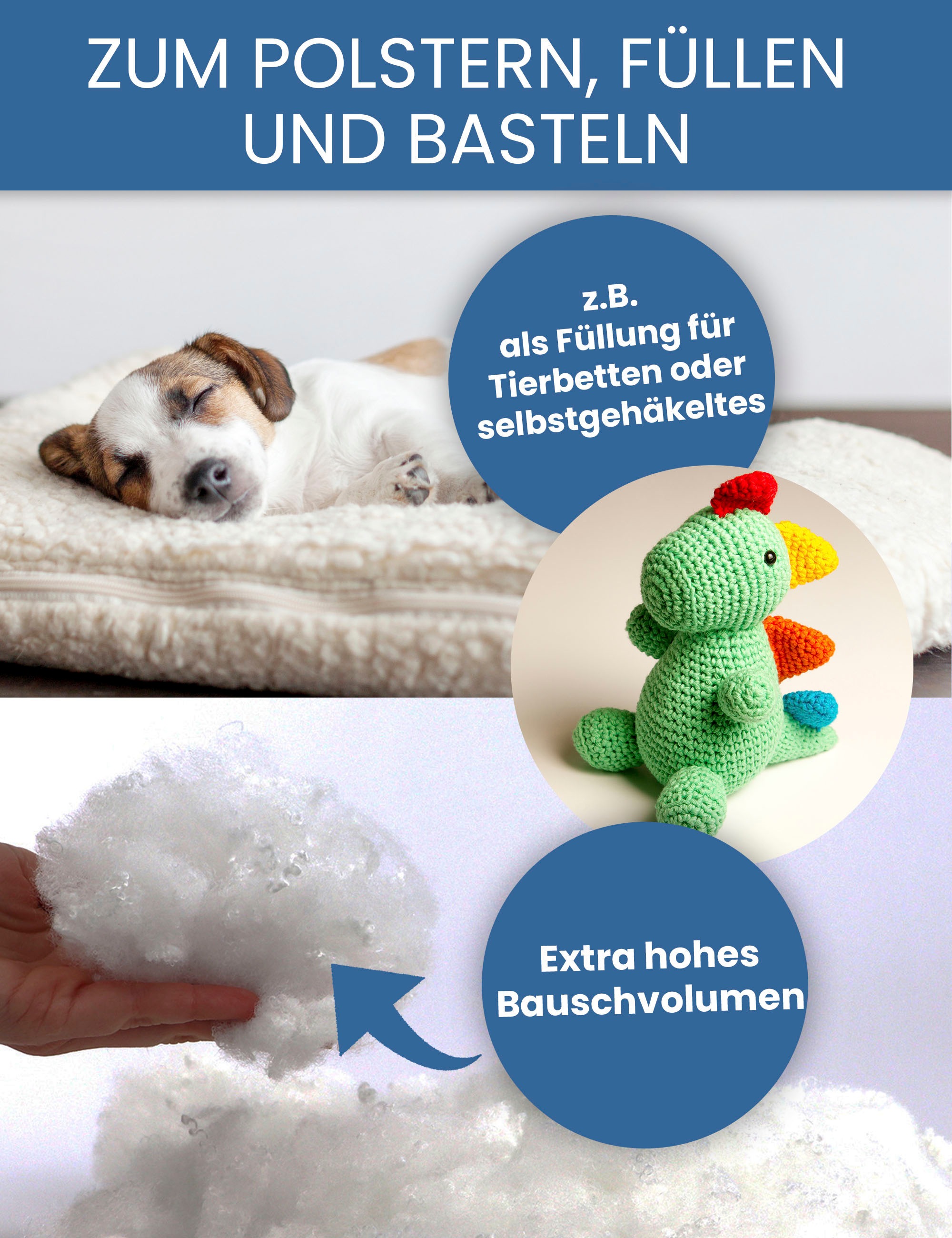Primaflor-Ideen in Textil Kissenfüllung »Premium Füllwatte hochbauschend« Füllmaterial für Kissen, Kuscheltiere & Puppen, Möbel, waschbar