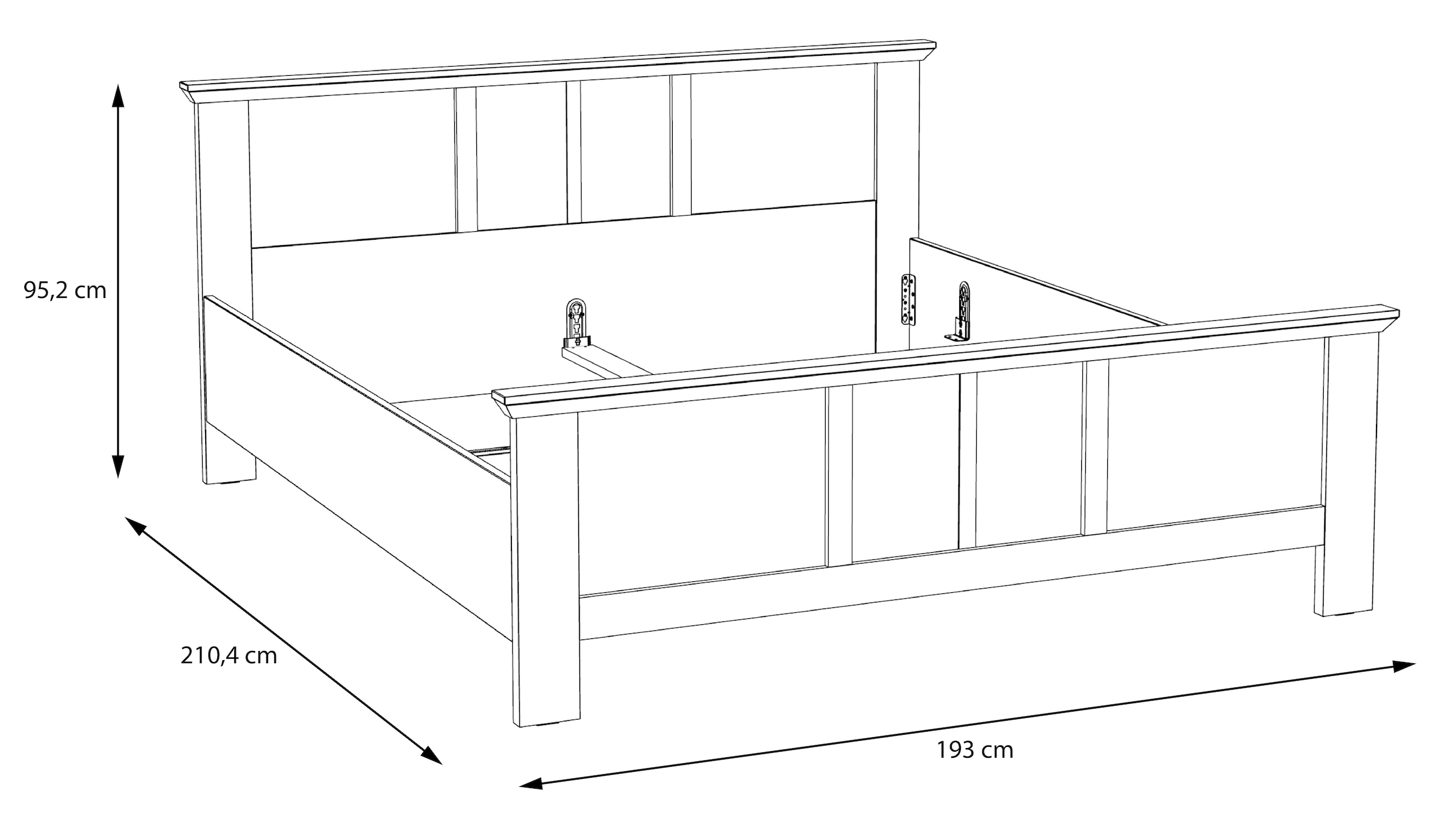 FORTE Bettgestell »Iloppa, klassischer Landhausstil, Belastbarkeit 220 KG«, (Liegefläche 180x200cm), rustikaler Look