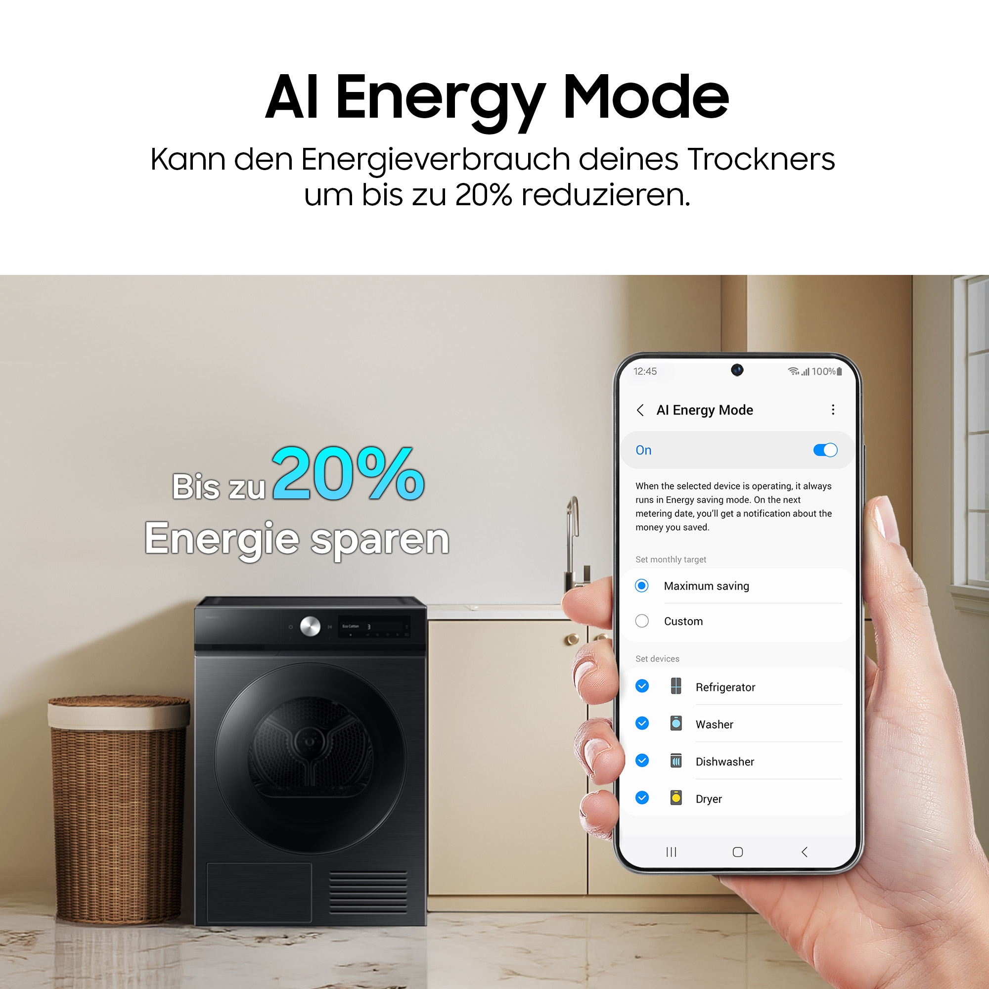 Samsung Wärmepumpentrockner »DV90DB7845GBU2« DV7400D QuickDriveᵀᴹ Option ‑ Spart bis zu 35 % Zeit