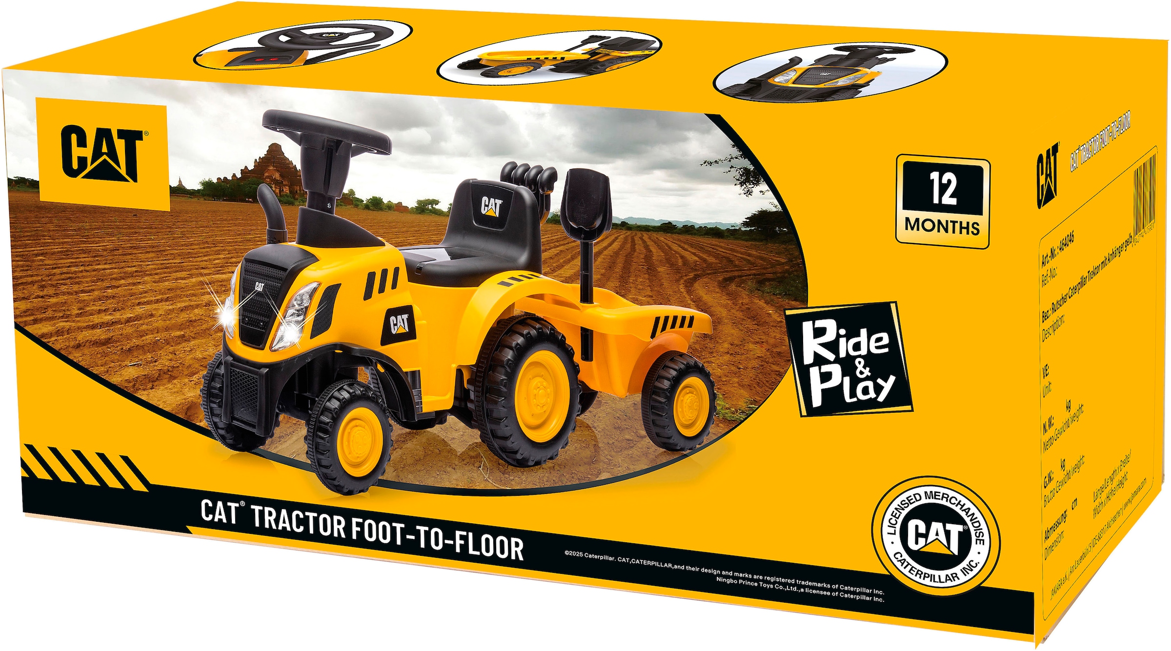 Jamara Rutscher »Caterpillar Traktor mit Anhänger 2in1, gelb« mit Licht- und Soundeffekten sowie Hupe