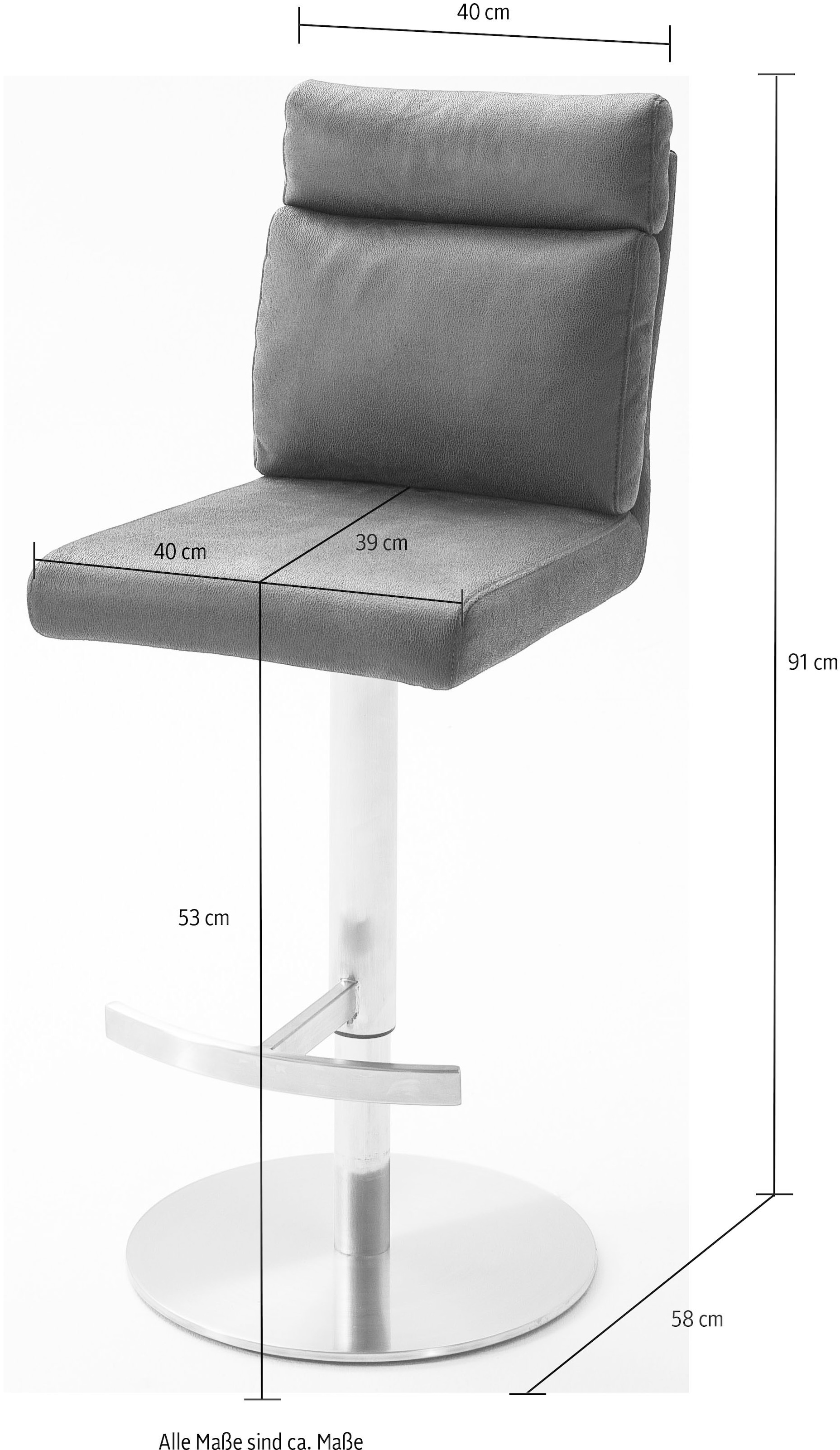 MCA furniture Bistrostuhl »RABEA«, Polyester, Bodenplatte rund, 360° drehbar, Sitzhöhe einstellbar von 53-78 cm