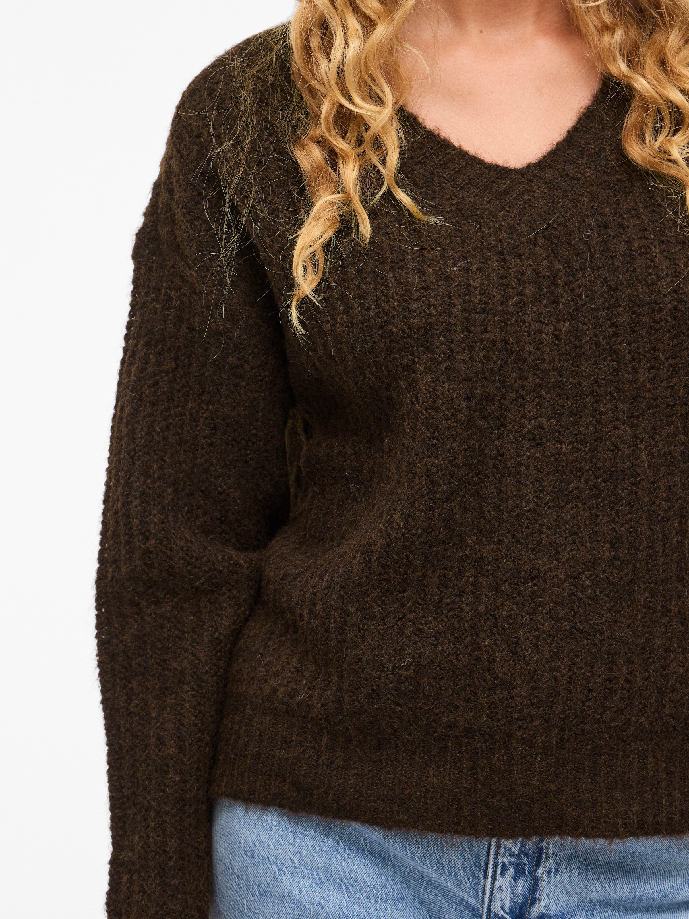 Vila V-Ausschnitt-Pullover »VILAMPE V-NECK L/S KNIT TOP-NOOS« Materialmix, regular fit